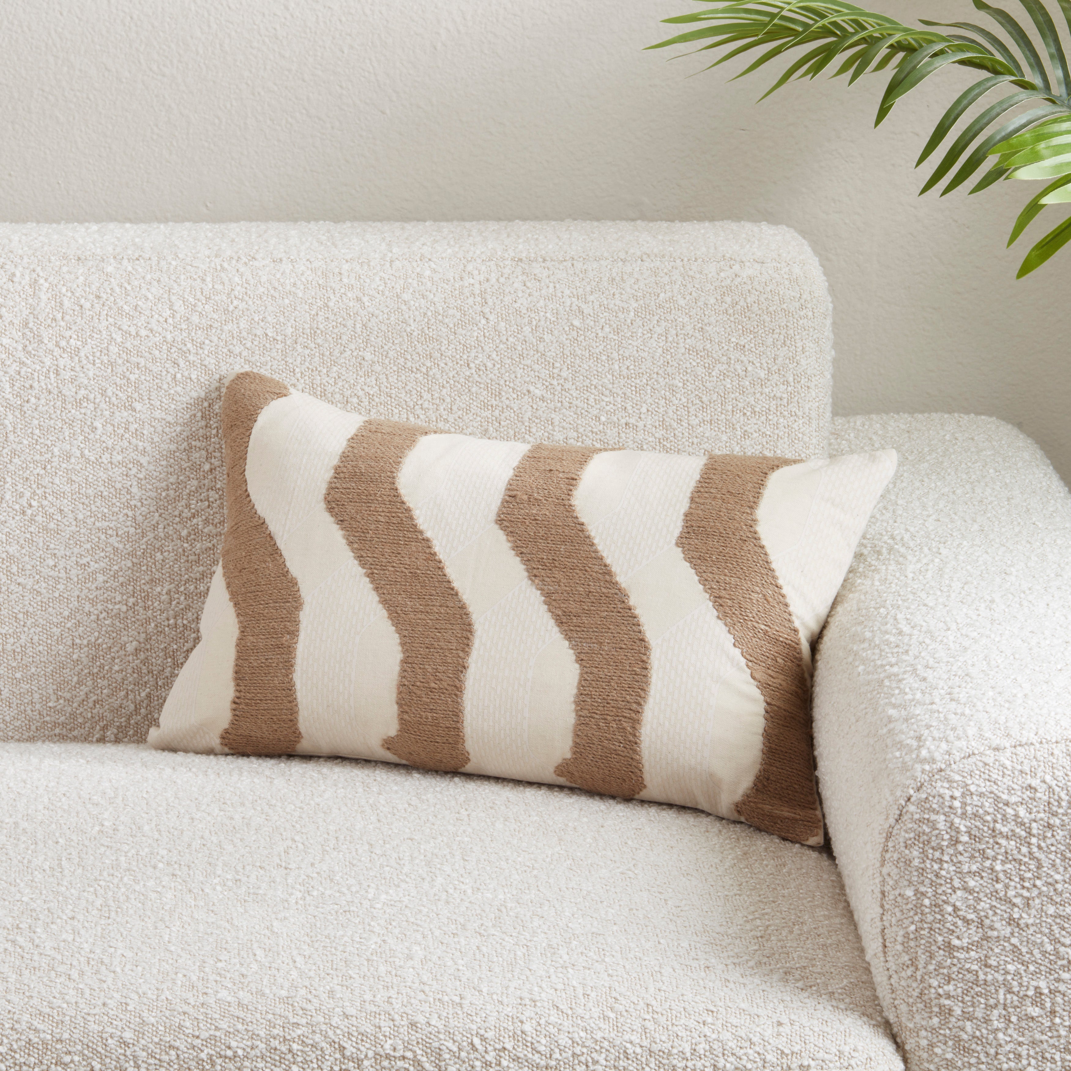Textured Jute Stripe Poly Filled Throw Pillow
