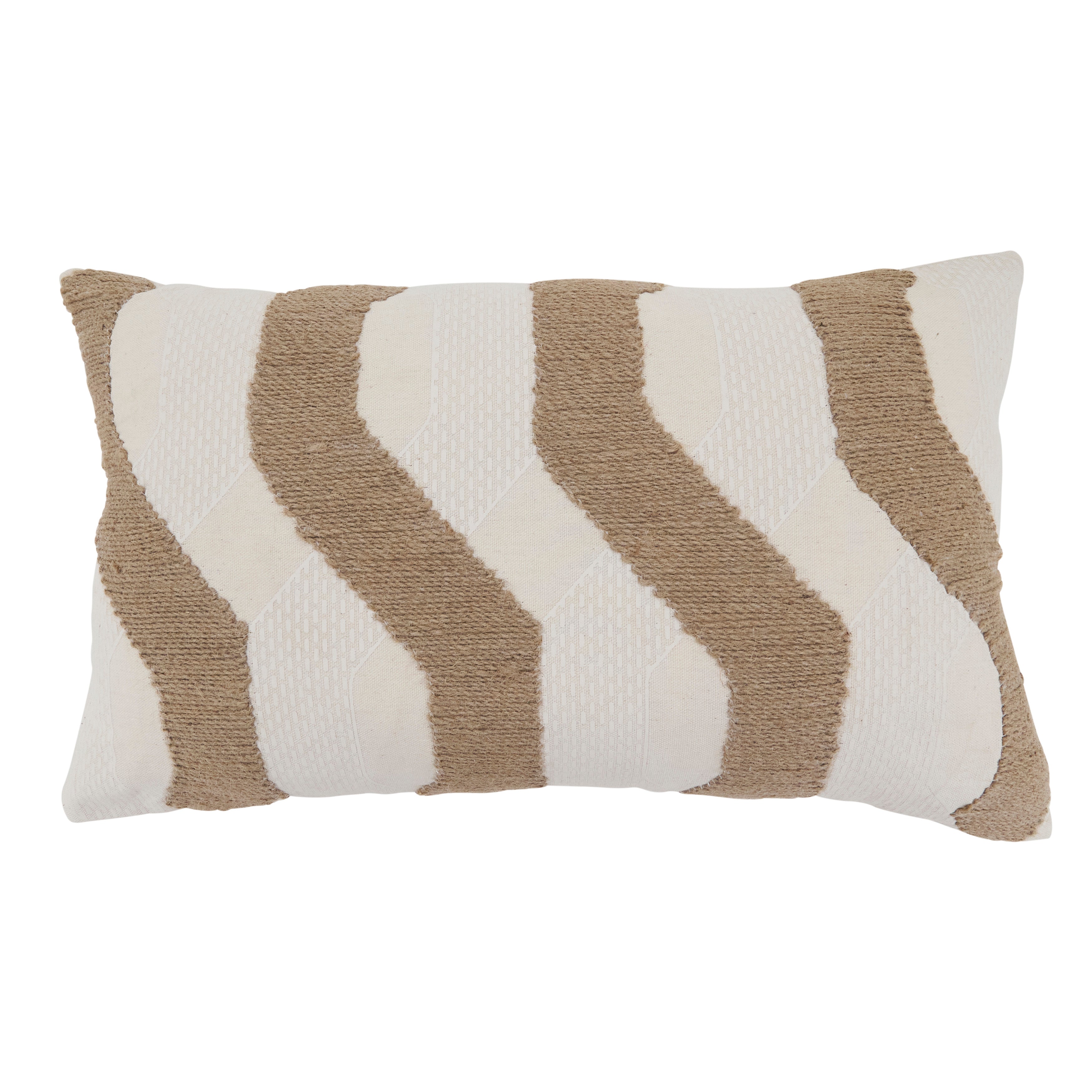 Textured Jute Stripe Poly Filled Throw Pillow