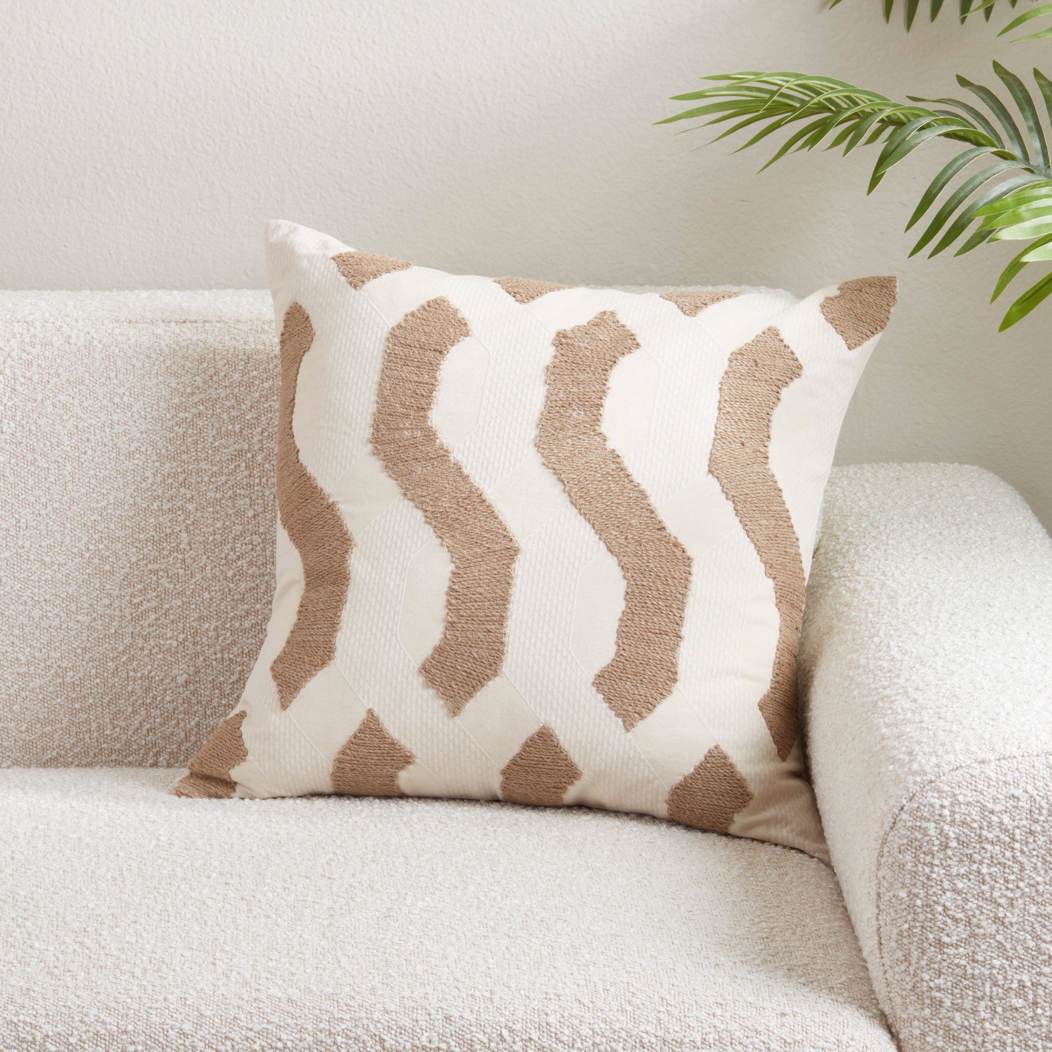 Textured Jute Stripe Poly Filled Throw Pillow