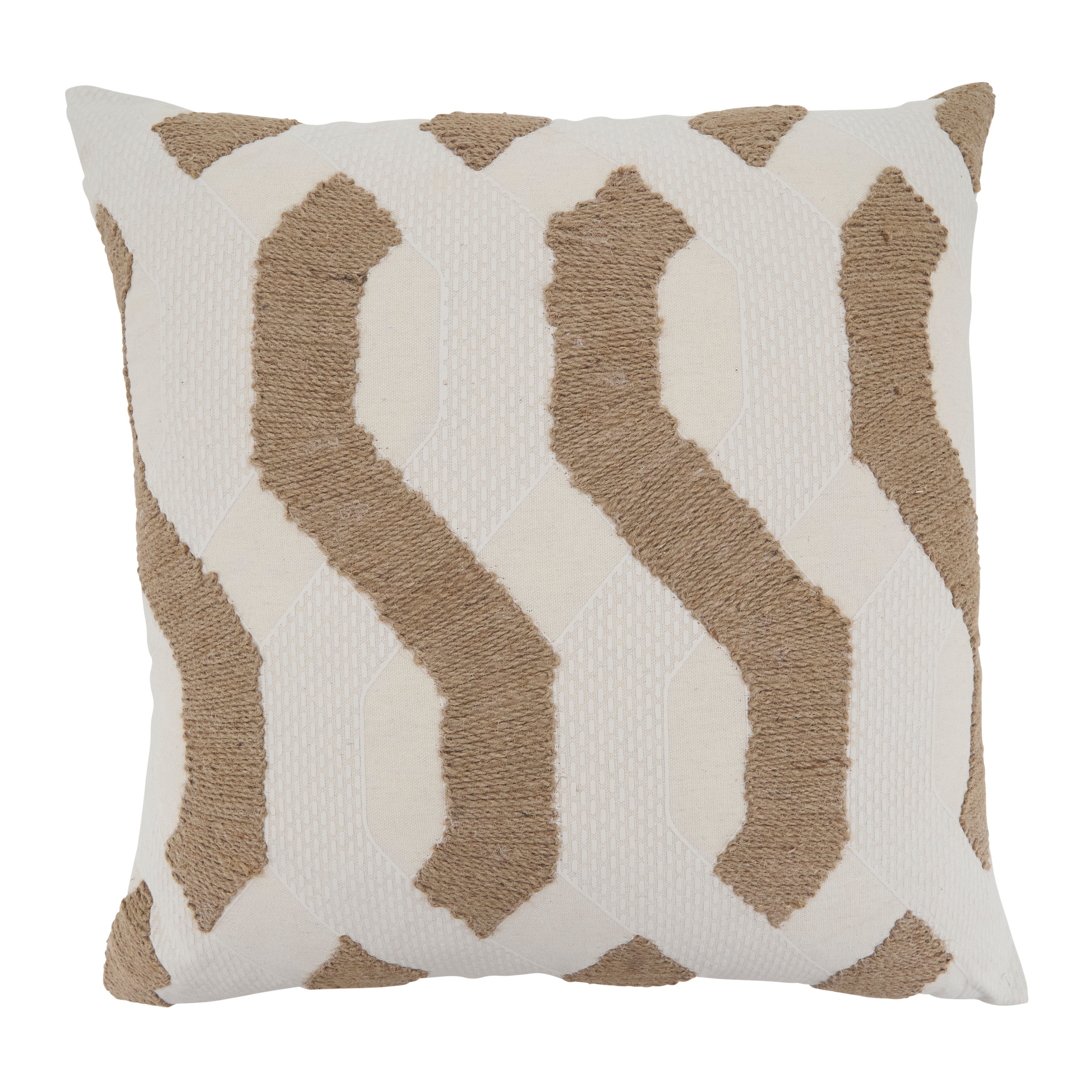 Textured Jute Stripe Poly Filled Throw Pillow