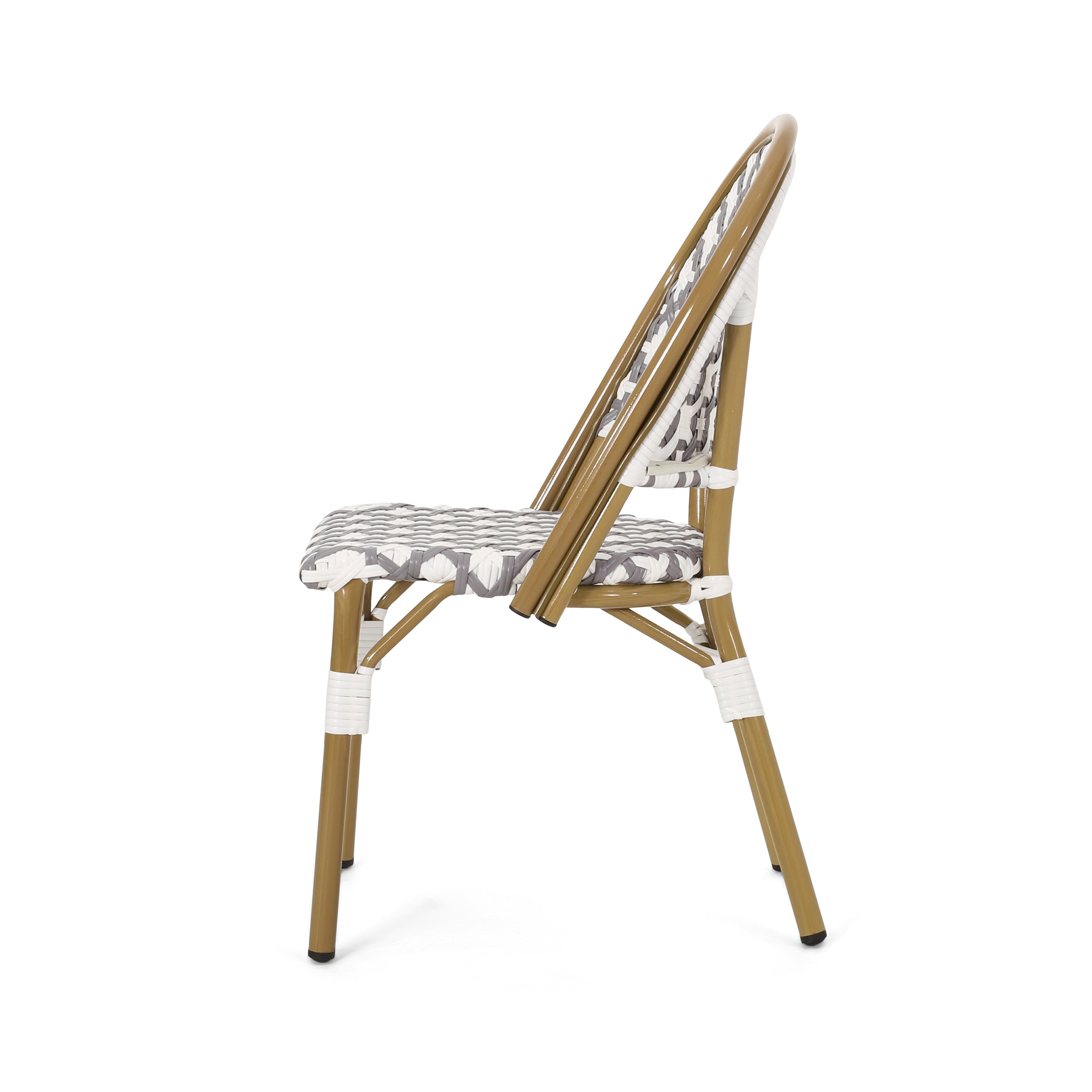 PE Rattan French Bistro Chair with Aluminum Frame, Set of 2