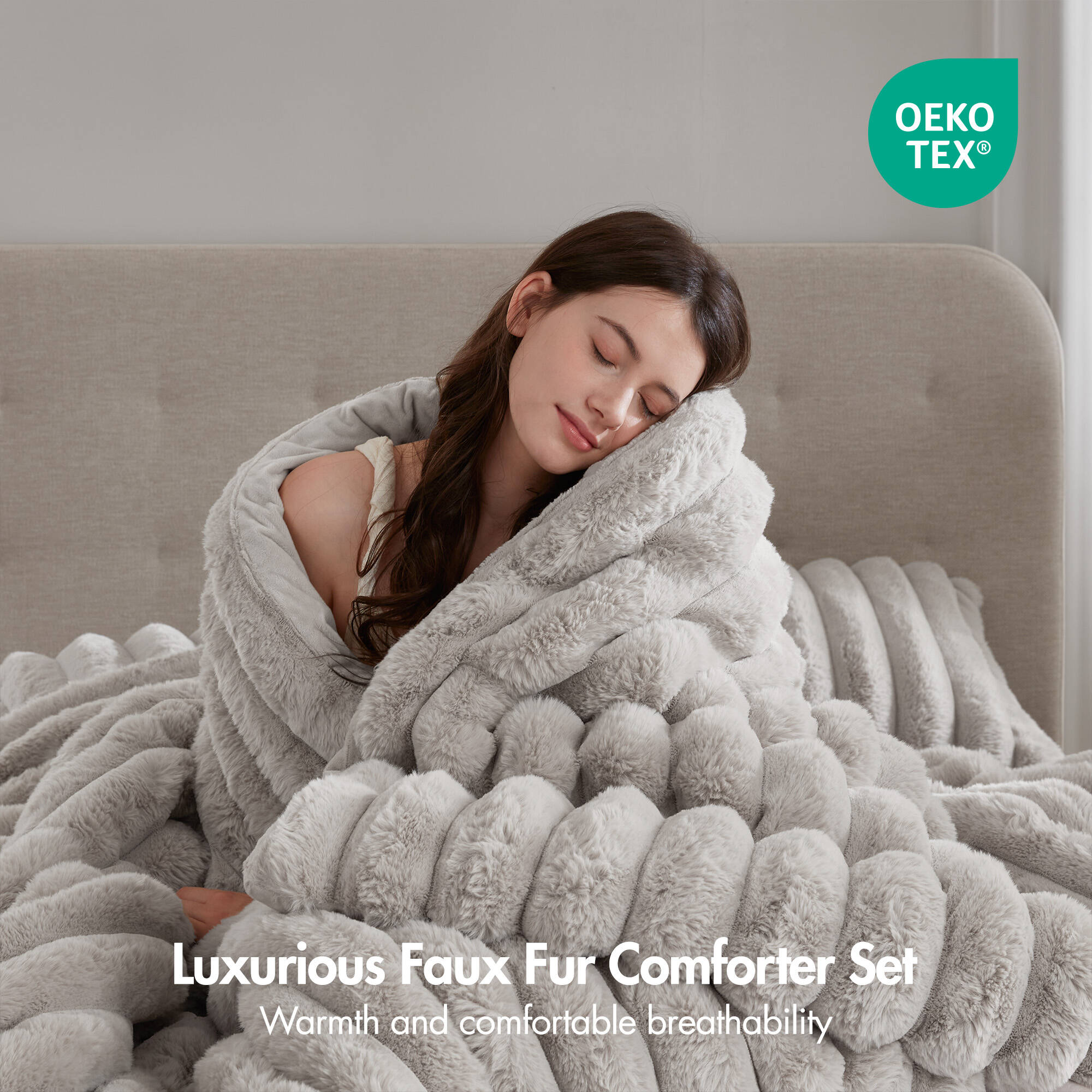 Ultrasoft Faux Fur Ribbed Comforter Set