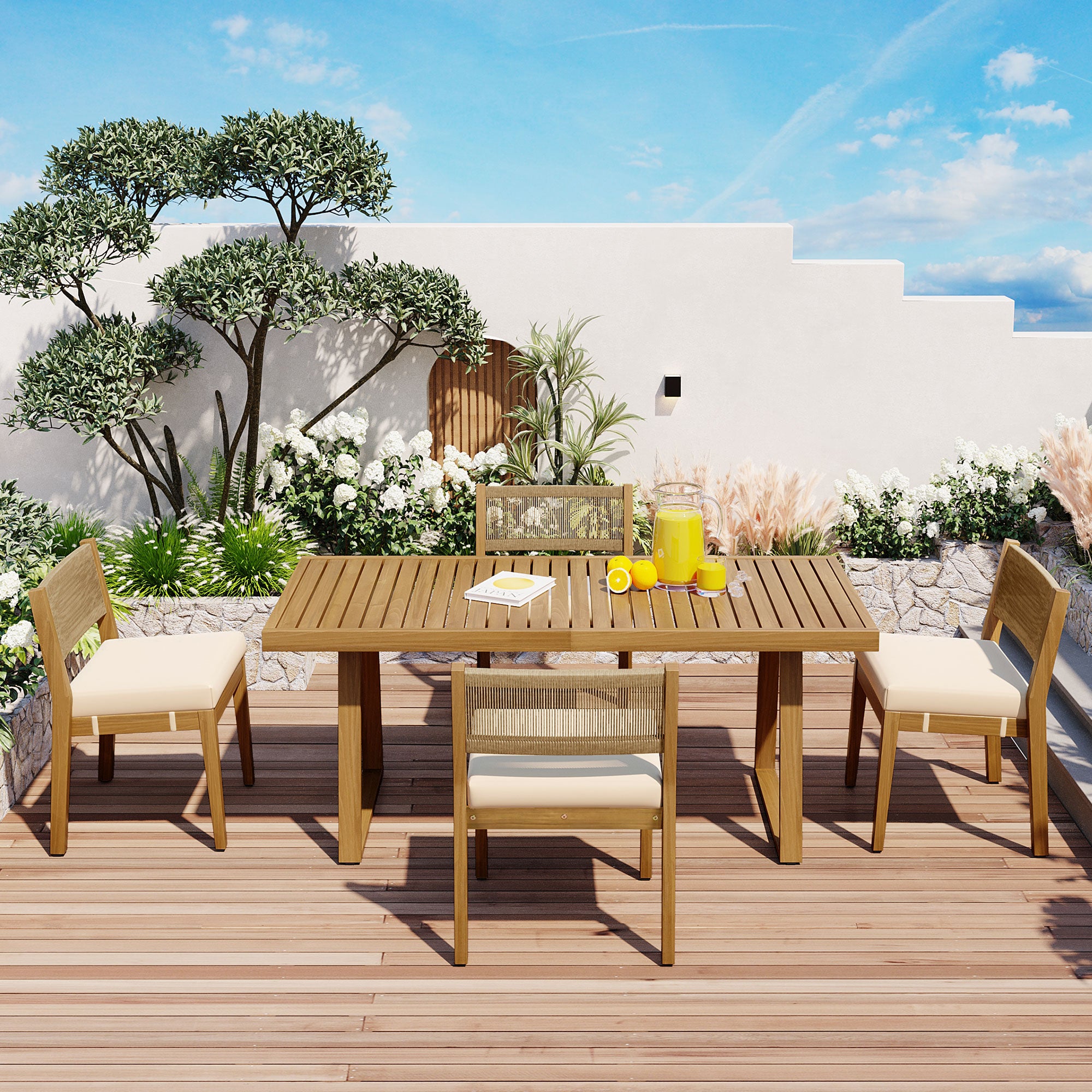 Outdoor Acacia Wood Dining Table Set