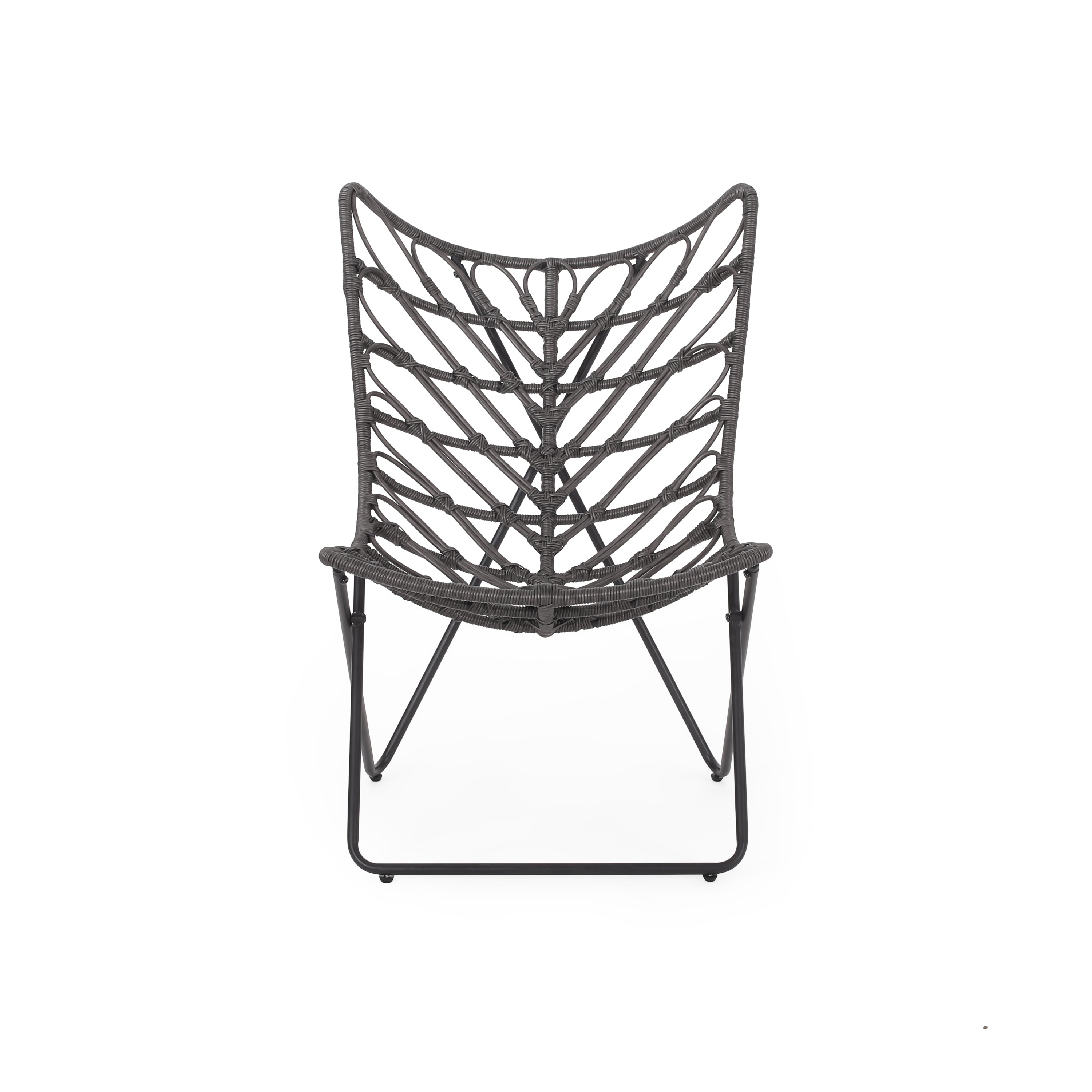 Outdoor Rattan Chair with Geometric Cross Base, Set of 2