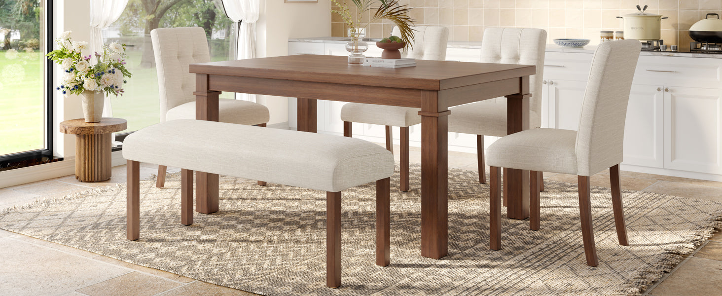 Franklin Modern 6-Piece Dining Set with 4 Upholstered Chairs & Bench