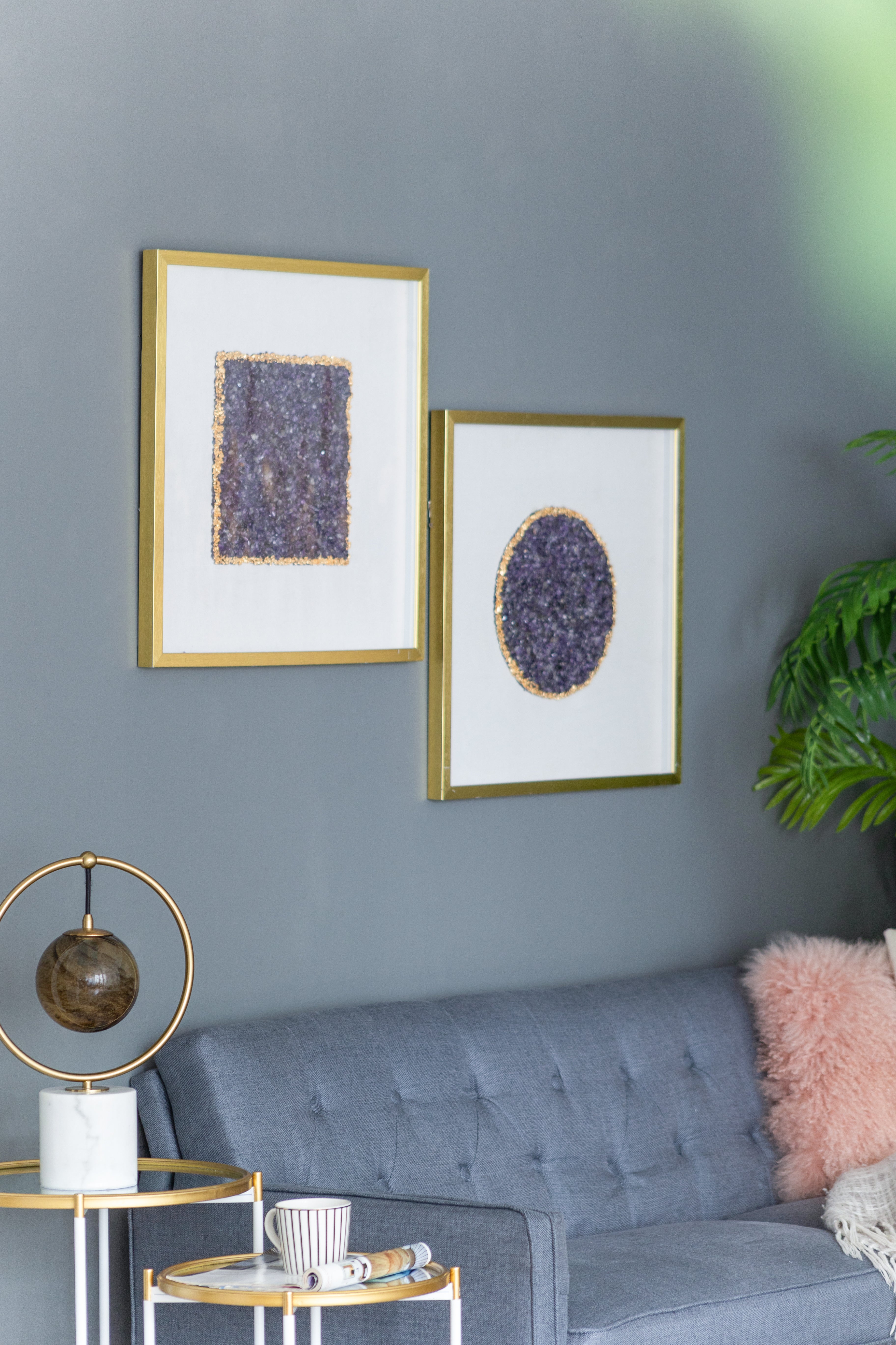Lillian Purple Crystal Shadow Boxes Wall Décor