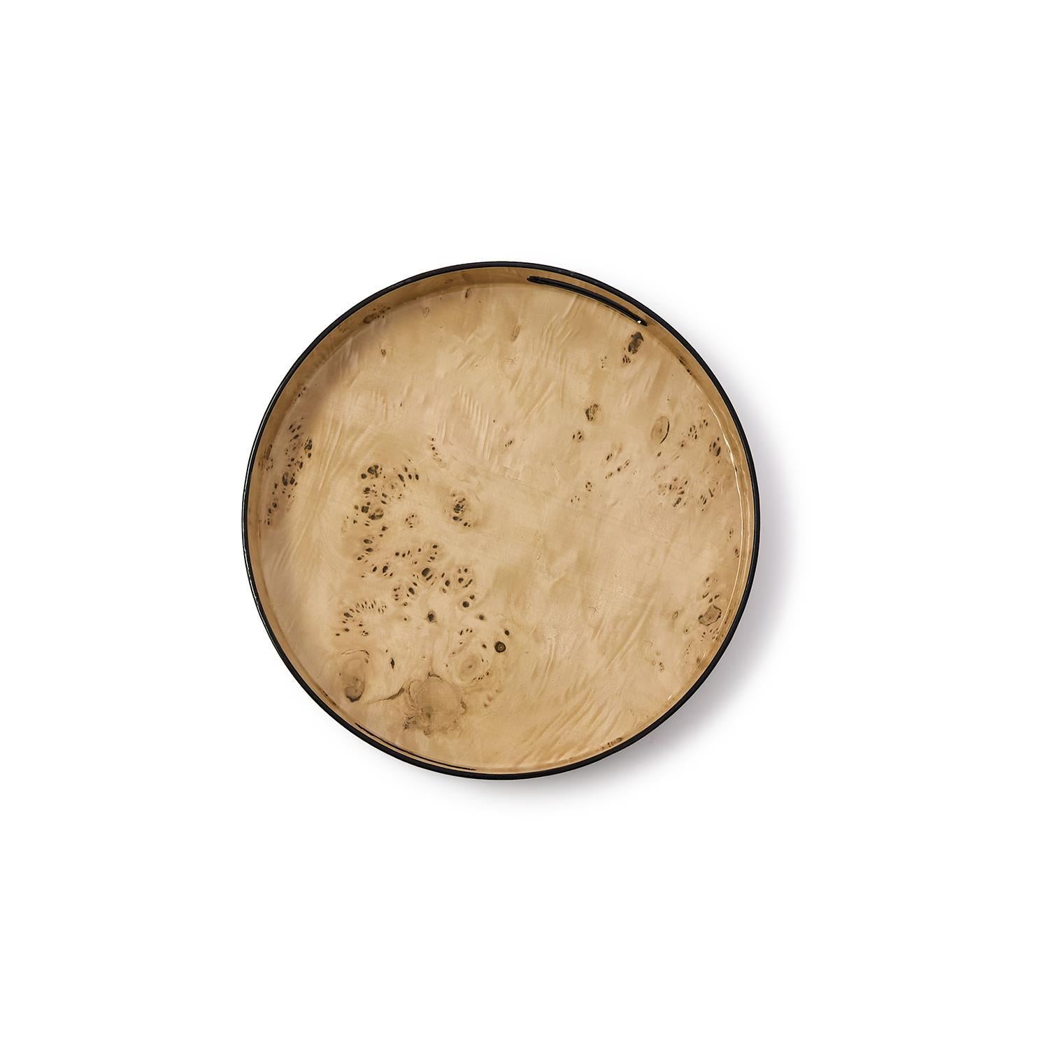 Burled Wood Pattern Round Tray, Set of 3