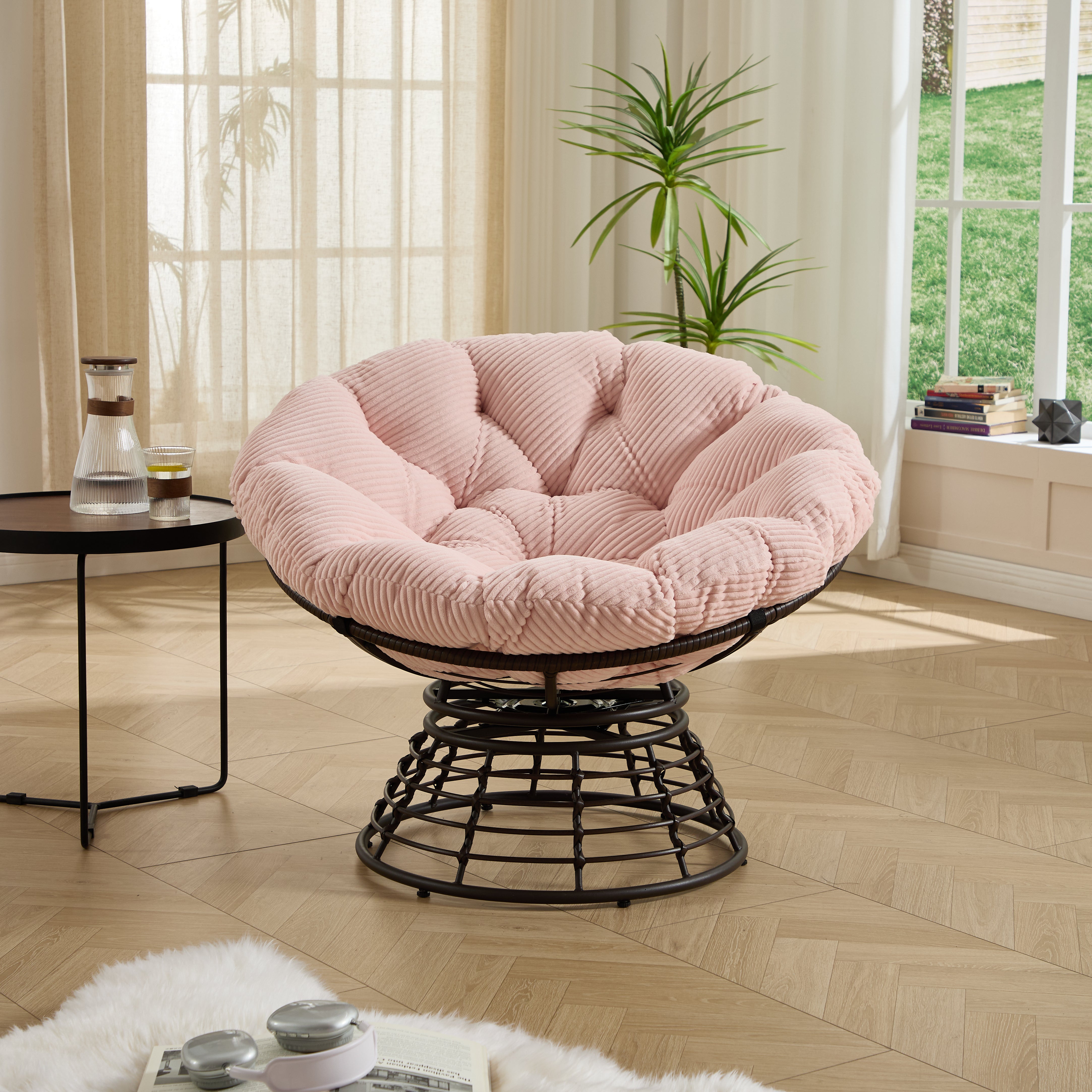 The Original Papasan™ 360° Swivel Indoor Outdoor Wicker Papasan Chair with Soft Thick Cushion