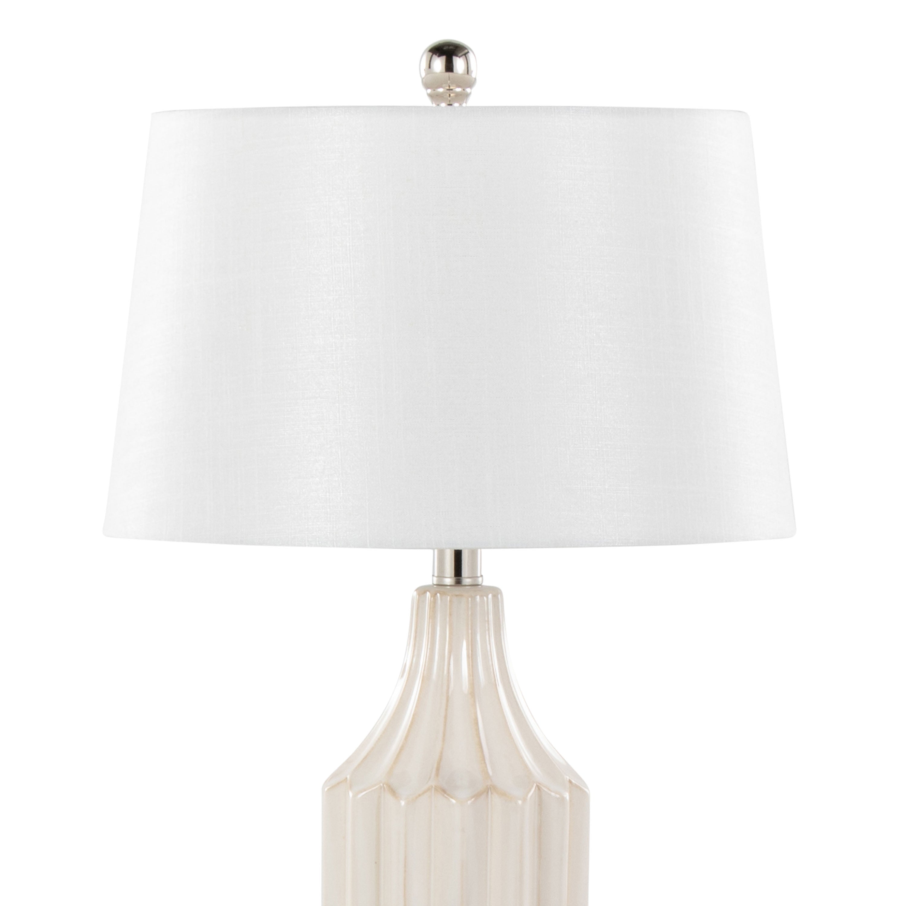 23" Table Lamp with Gloss Ceramic Base and Linen Shade