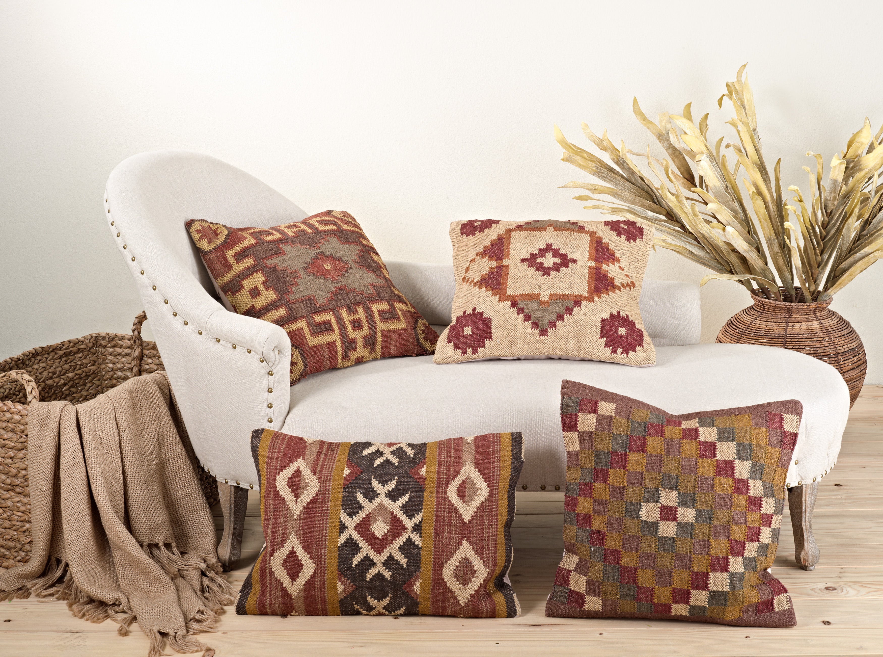 Kilim Motif Down Filled Throw Pillow