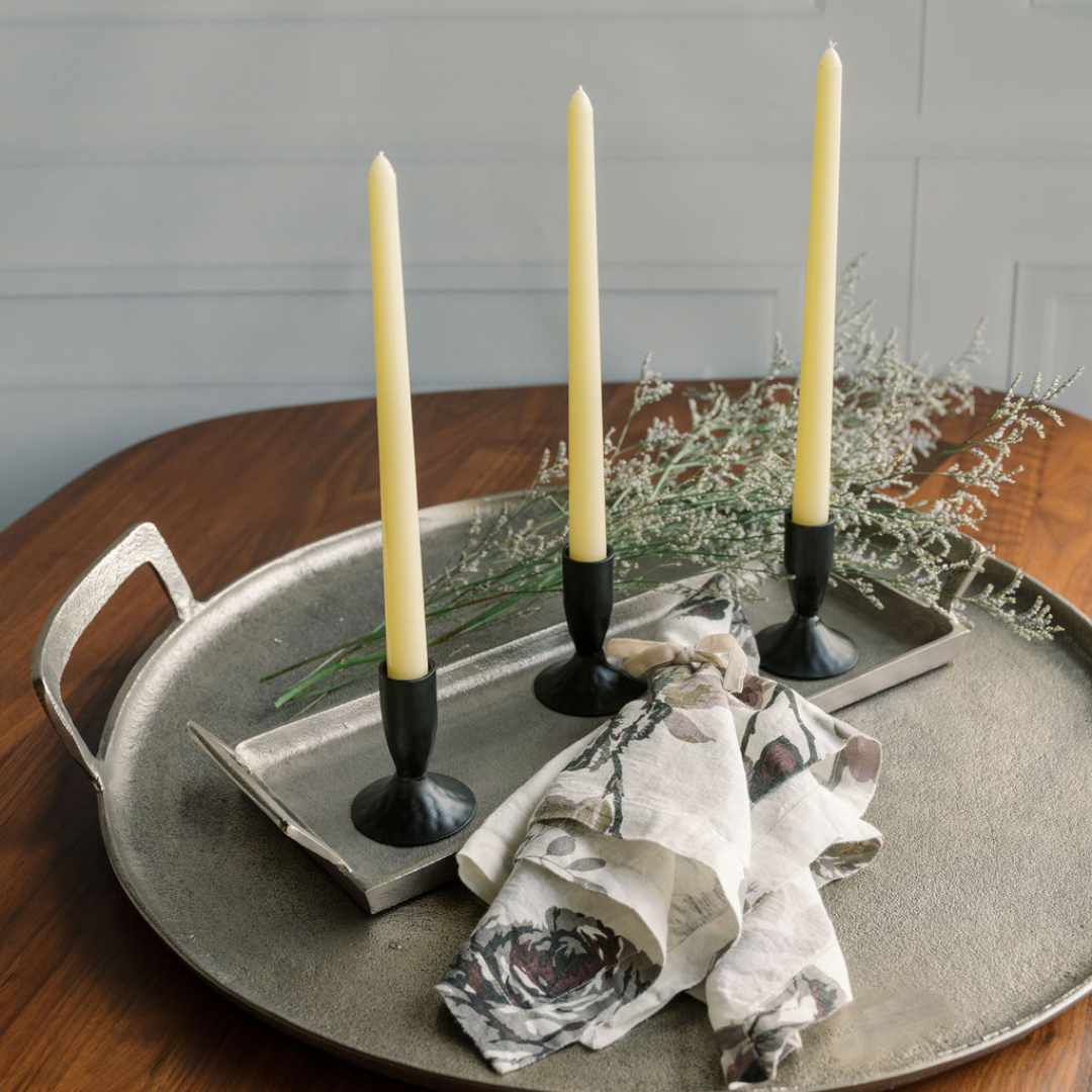 Iron Candleholders in Black, Set of 3