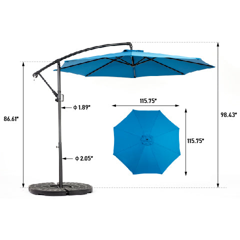 10' Offset Hanging Market Patio Umbrella w/Easy Tilt Adjustment, Base Not Included