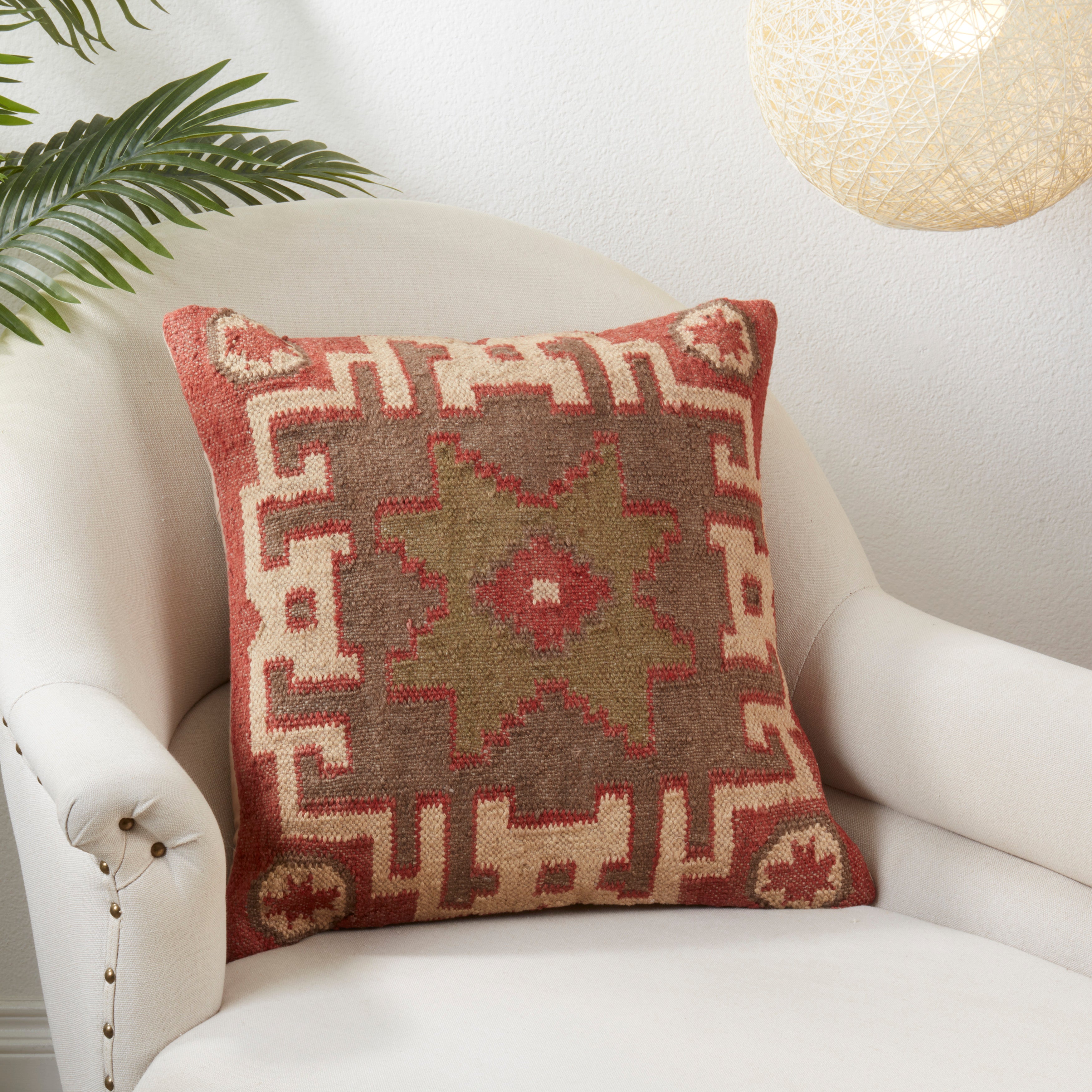Kilim Motif Down Filled Throw Pillow
