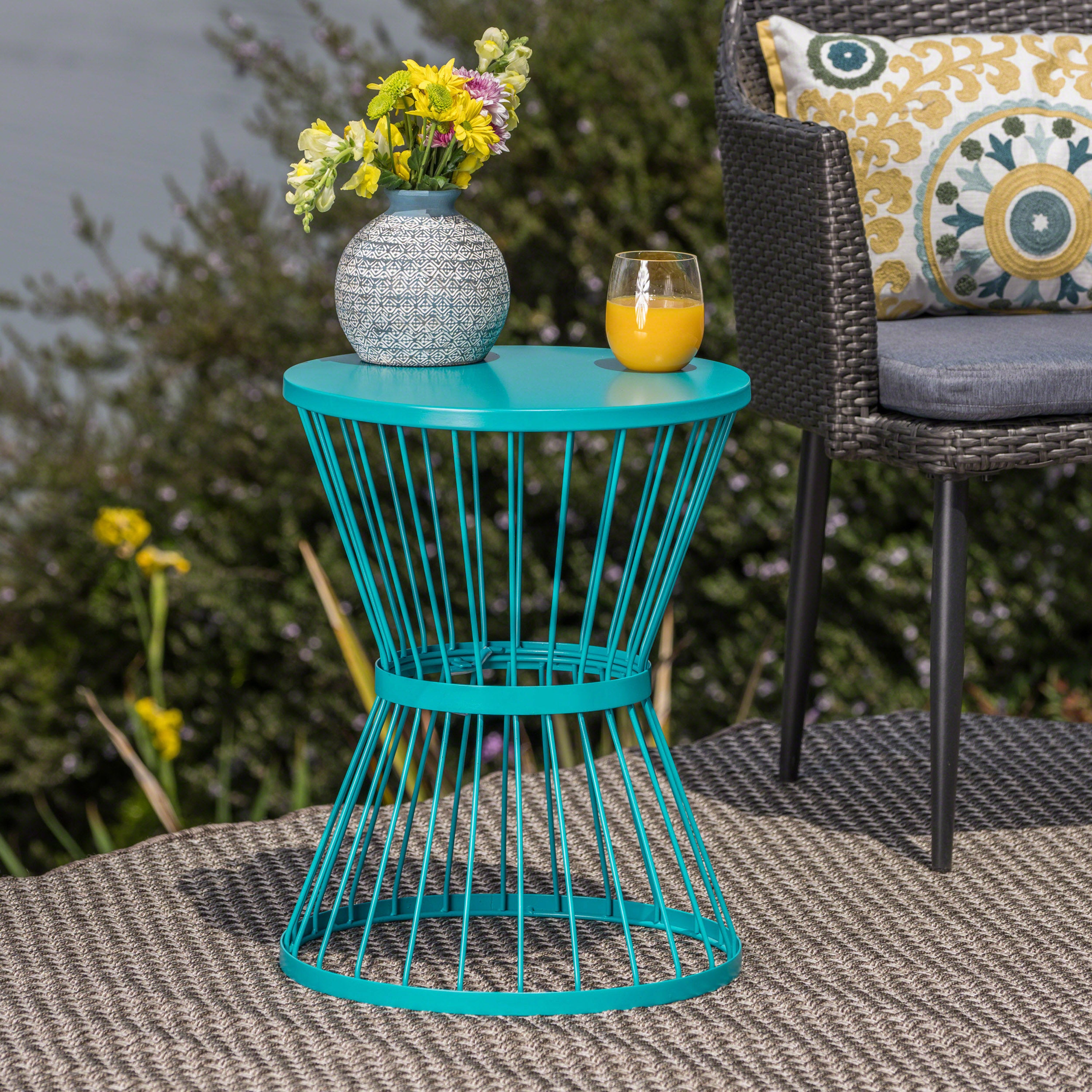 16" Outdoor Stainless Steel Colorpop Side Table