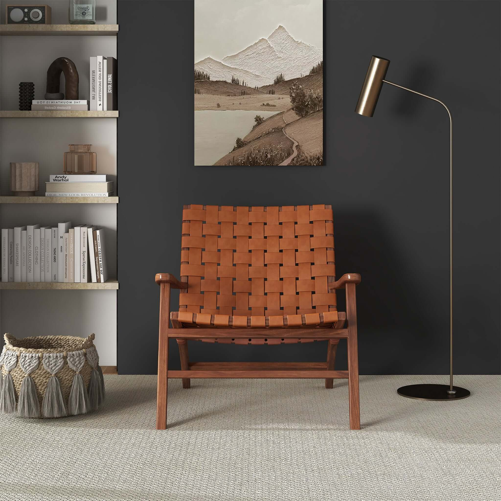 Kangley Woven Leather Arm Chair