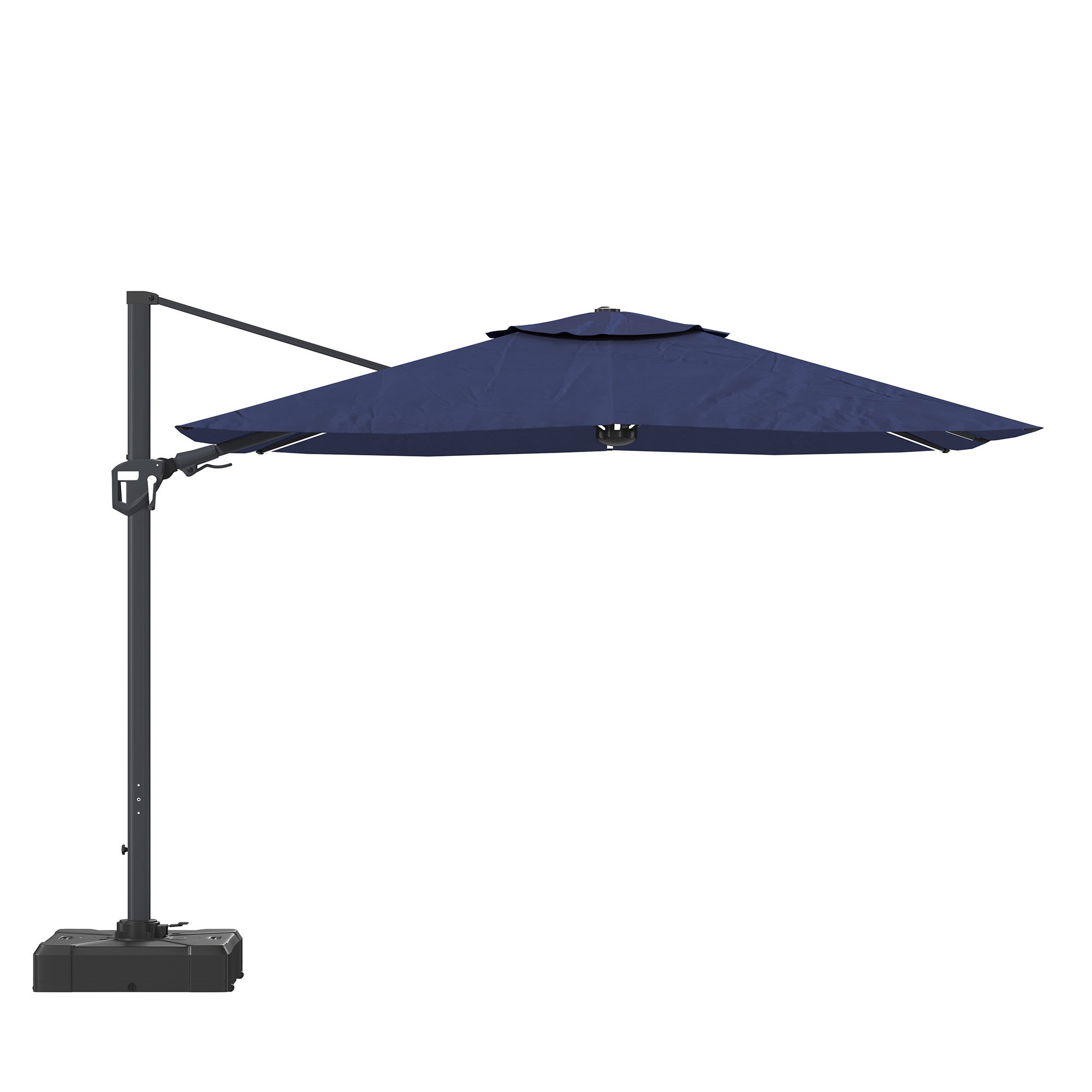 11' Square Cantilever Patio Umbrella with LED Light, Base Not Included Navy 11' Square Cantilever Patio Umbrella with LED Light, Base Not Included Navy
