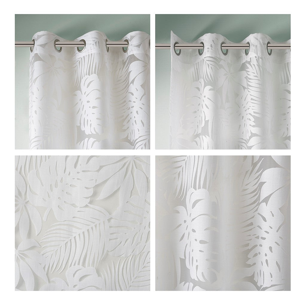 Leilani Palm Leaf Burnout Window Sheer White