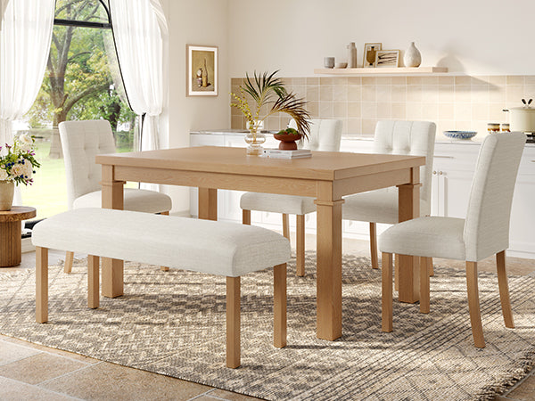 Franklin Modern 6-Piece Dining Set with 4 Upholstered Chairs & Bench