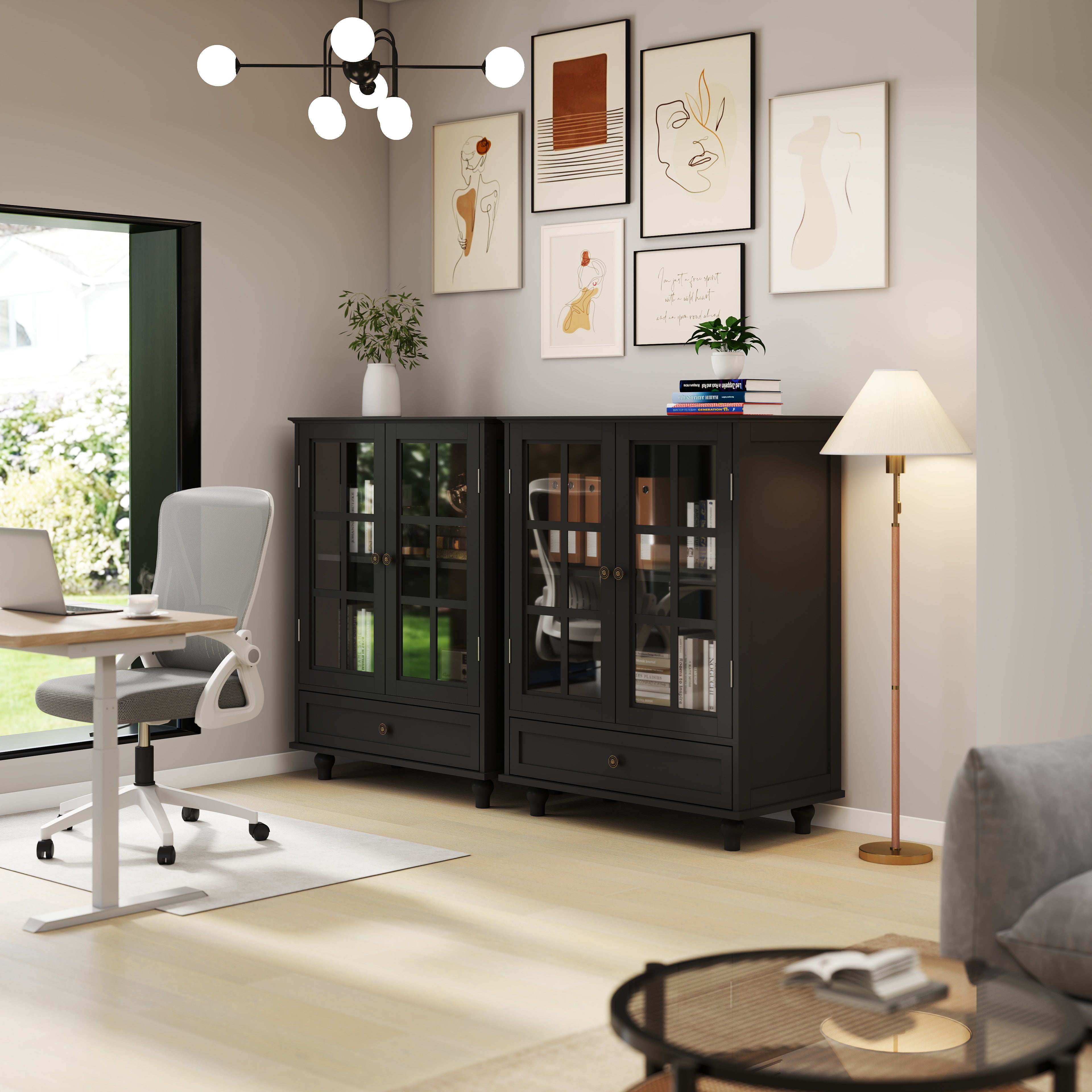 Double Glass Door Accent Cabinet