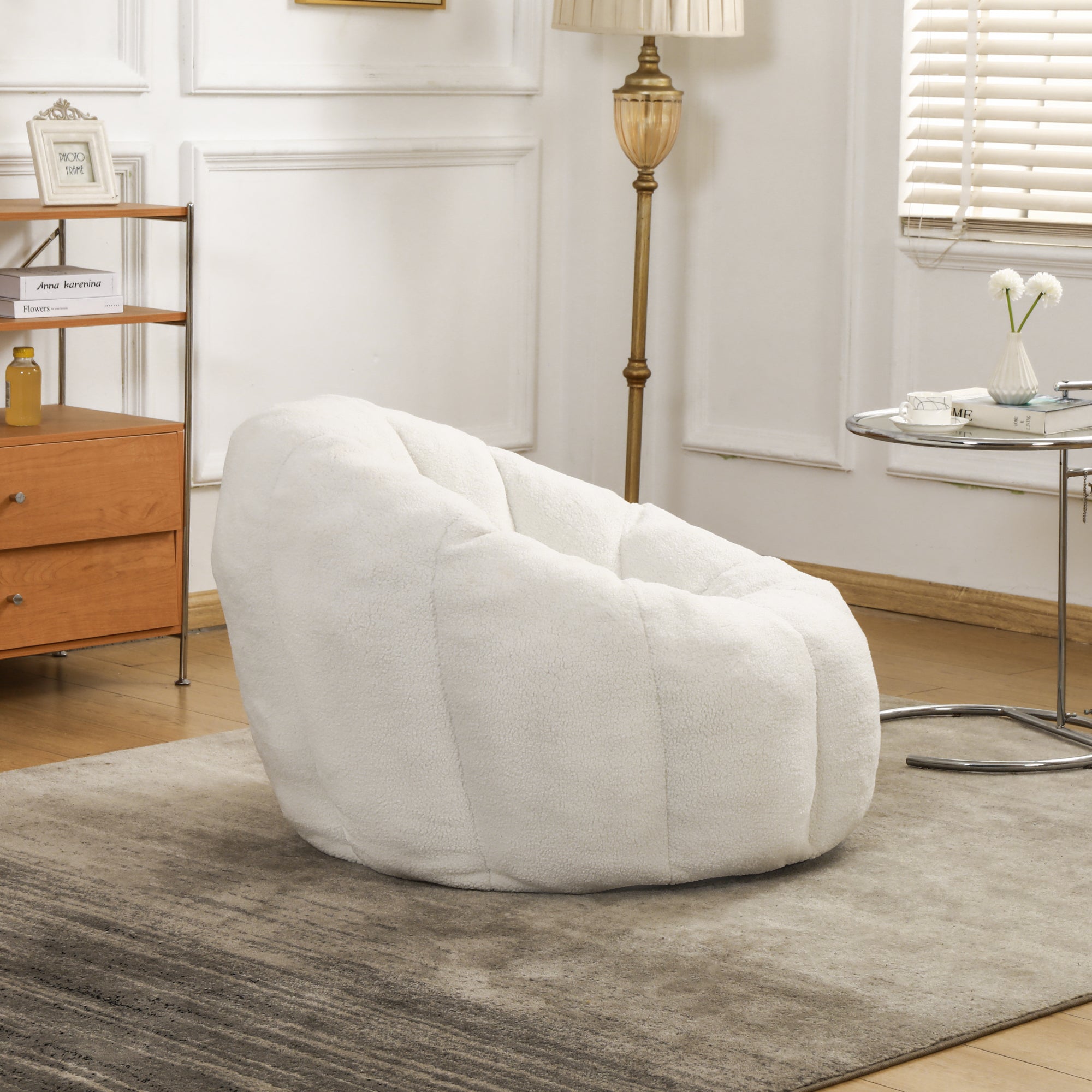 Plush Faux Fur Bean Bag Chair with Armrests