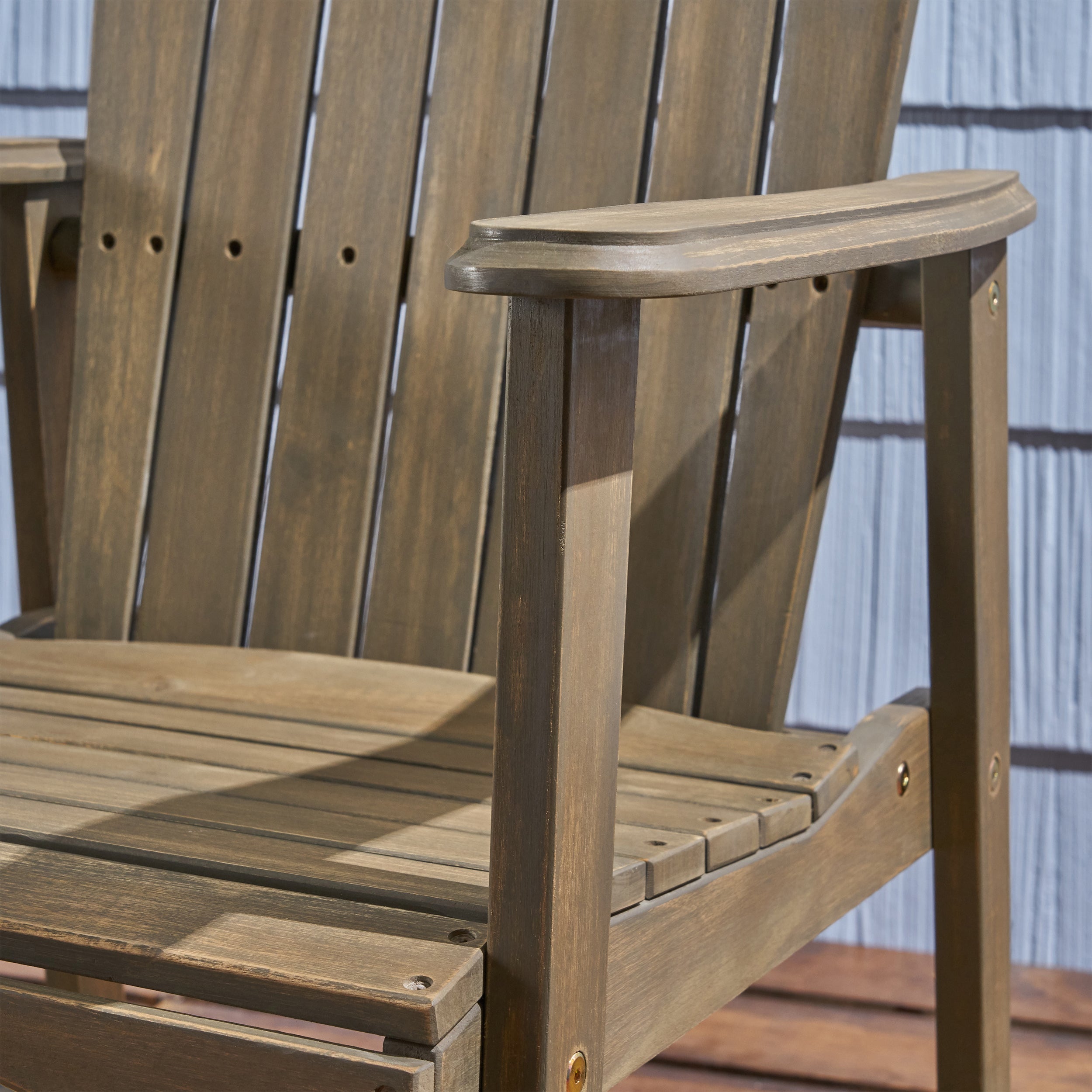Outdoor Weather Resistant Acacia Wood Adirondack Dining Chairs, Set of 2