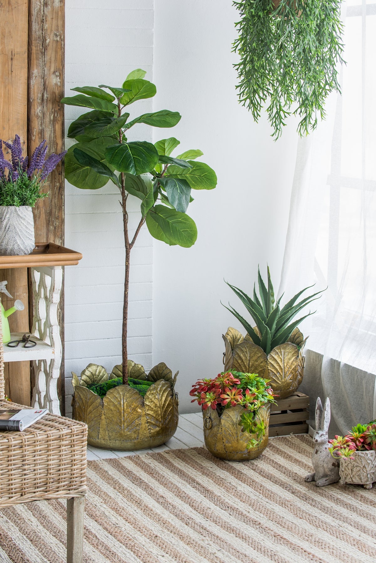 Set of 3 Distressed Metal Planters