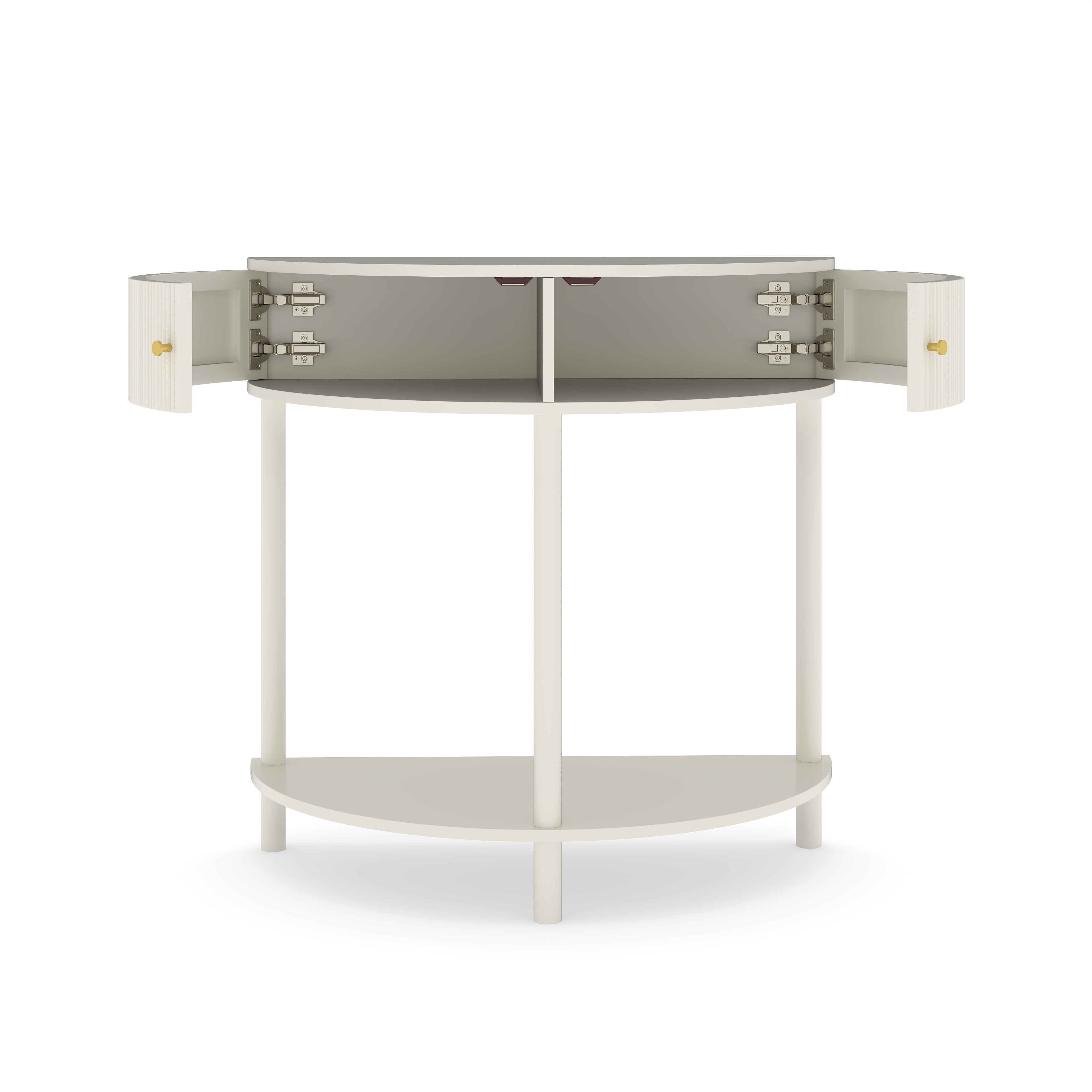 Artisan-Crafted Wave-Pattern Demi-Lune Console Table