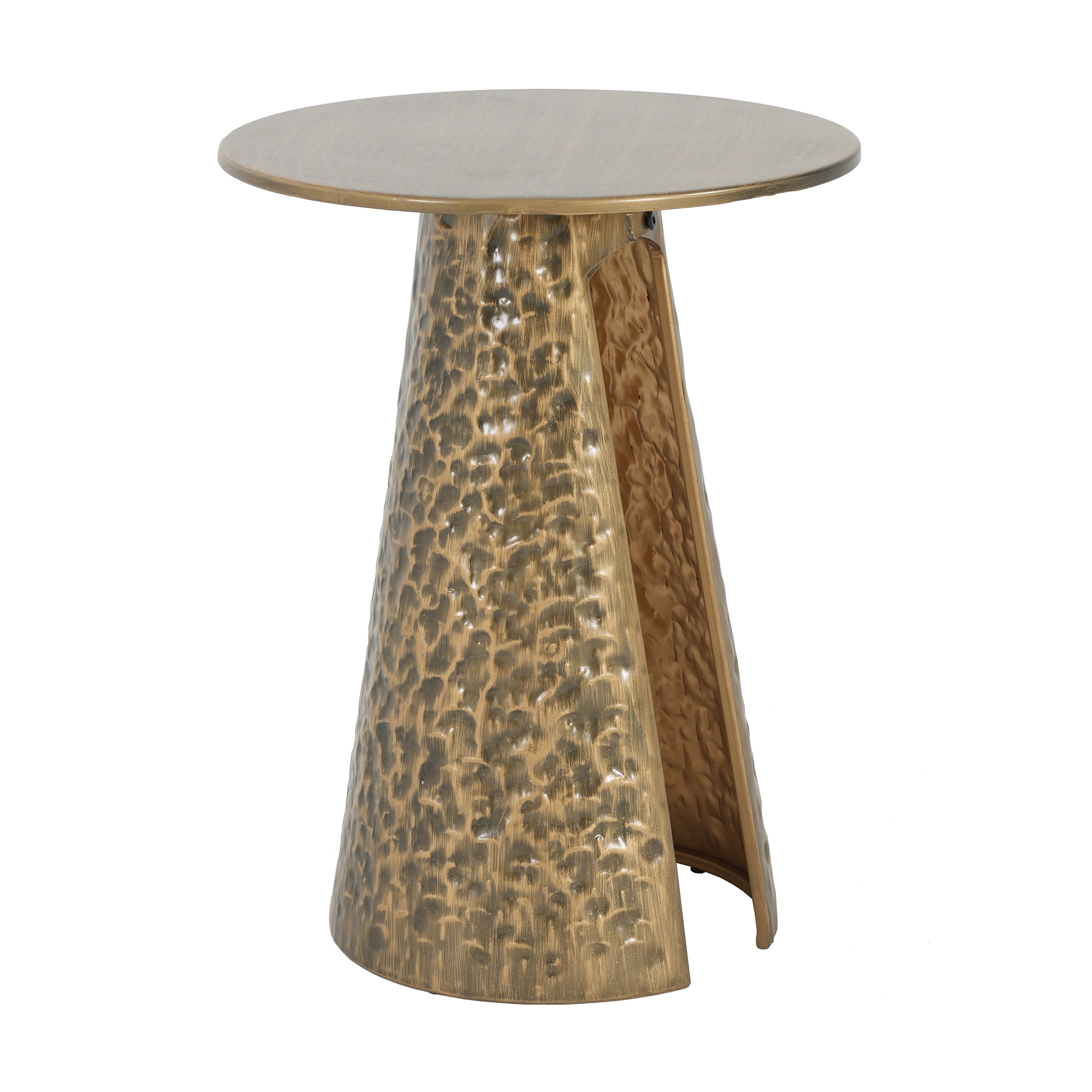 Hand-Hammered Metal Accent Side Table