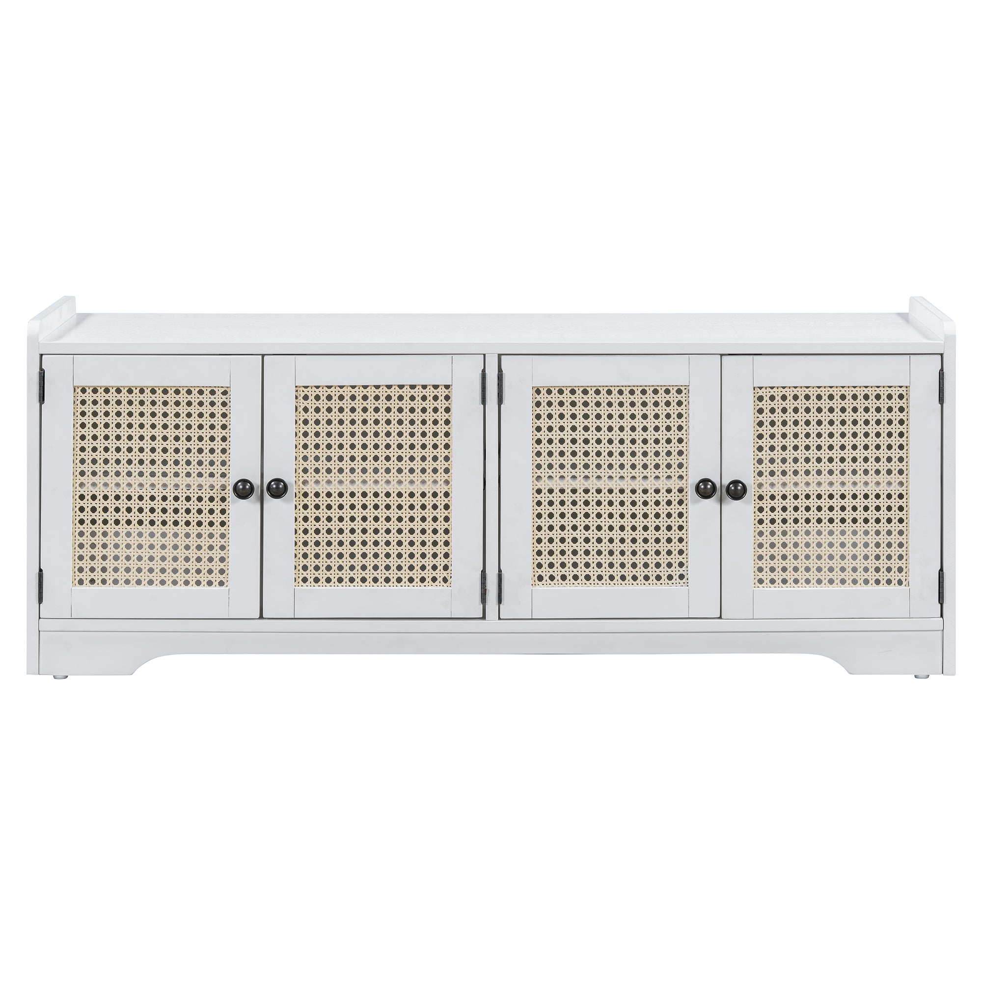 Storage Bench with Rattan Doors