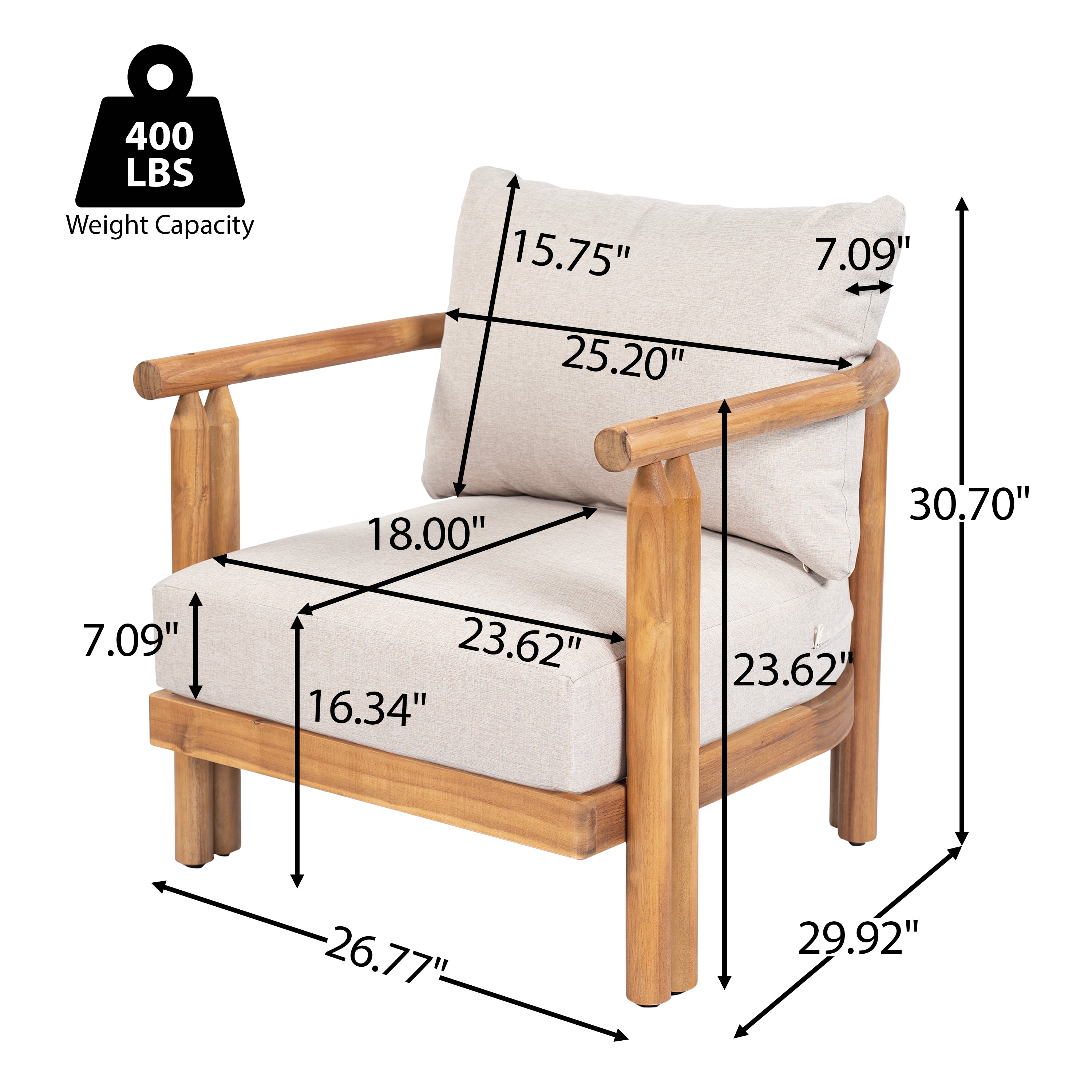 Cove Outdoor Acacia Wood 3pcs Chat Set