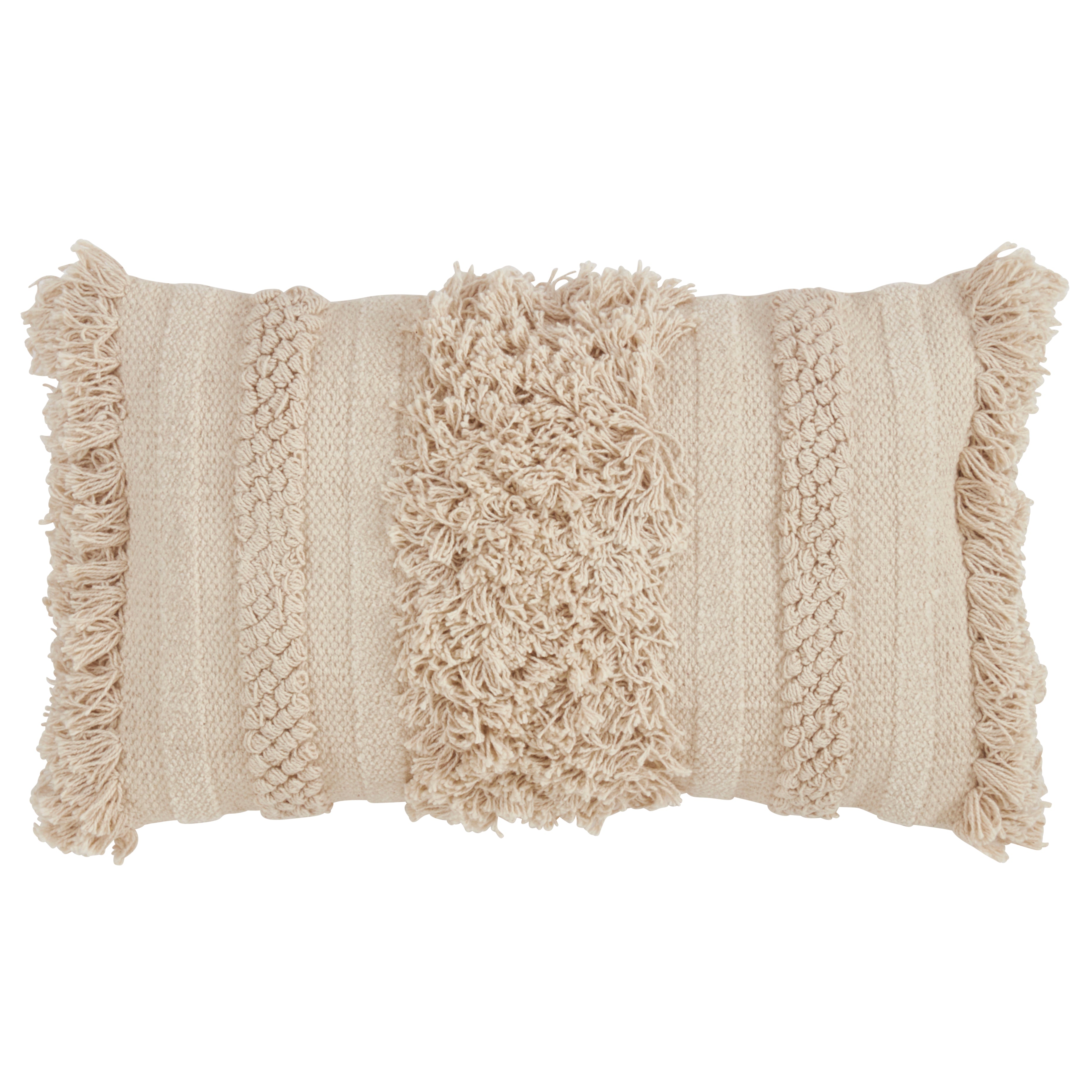 Fringe Stripe Down Filled Throw Pillow