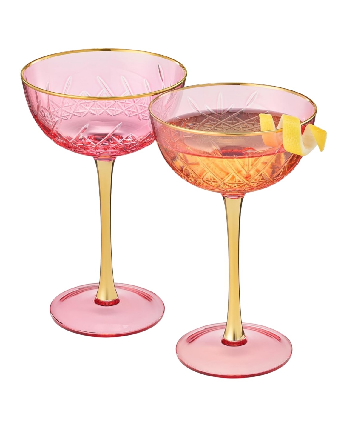 Pink Vintage Art Deco Coupes Set of 2
