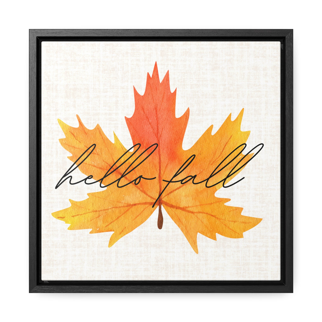 Hello Fall Maple Leaf Framed Canvas Art