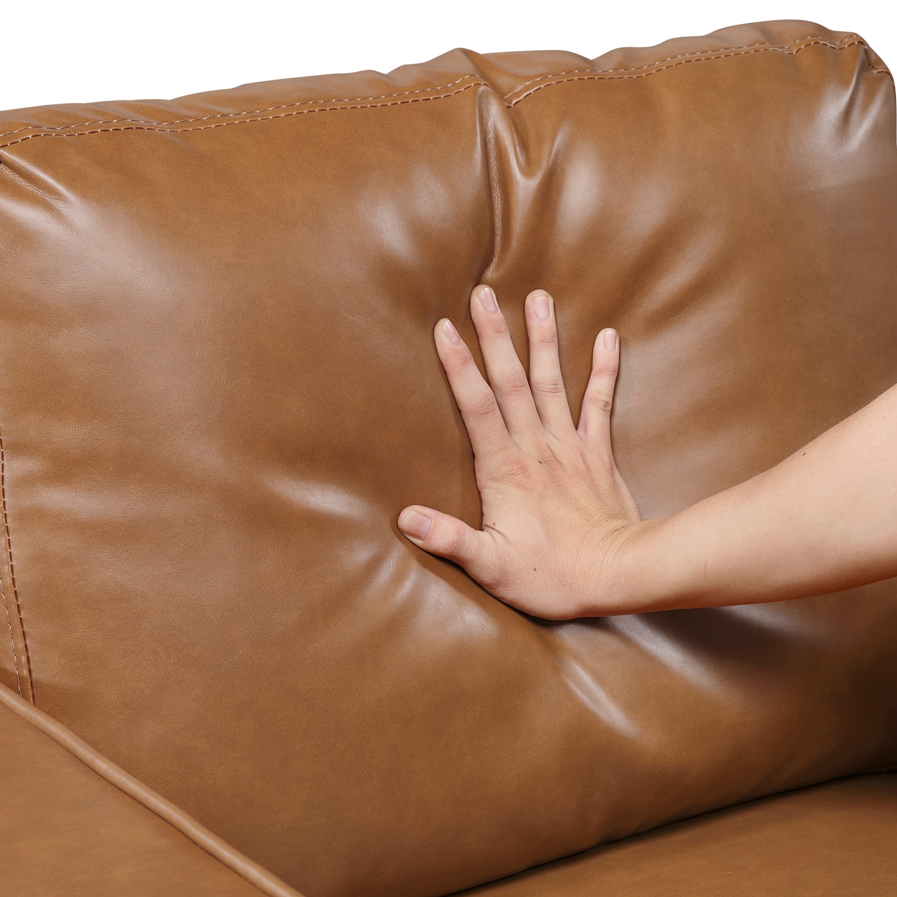 Keegan Modern Faux Leather 3-Seater Sofa