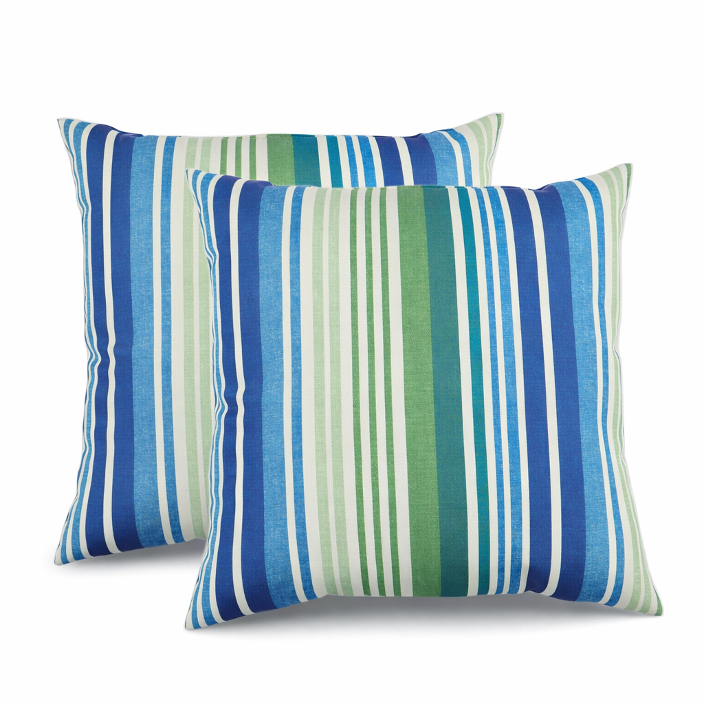 Ocean Hues 18x18 Waterproof & Fade-Resistant Outdoor Throw Pillows, Set of 2