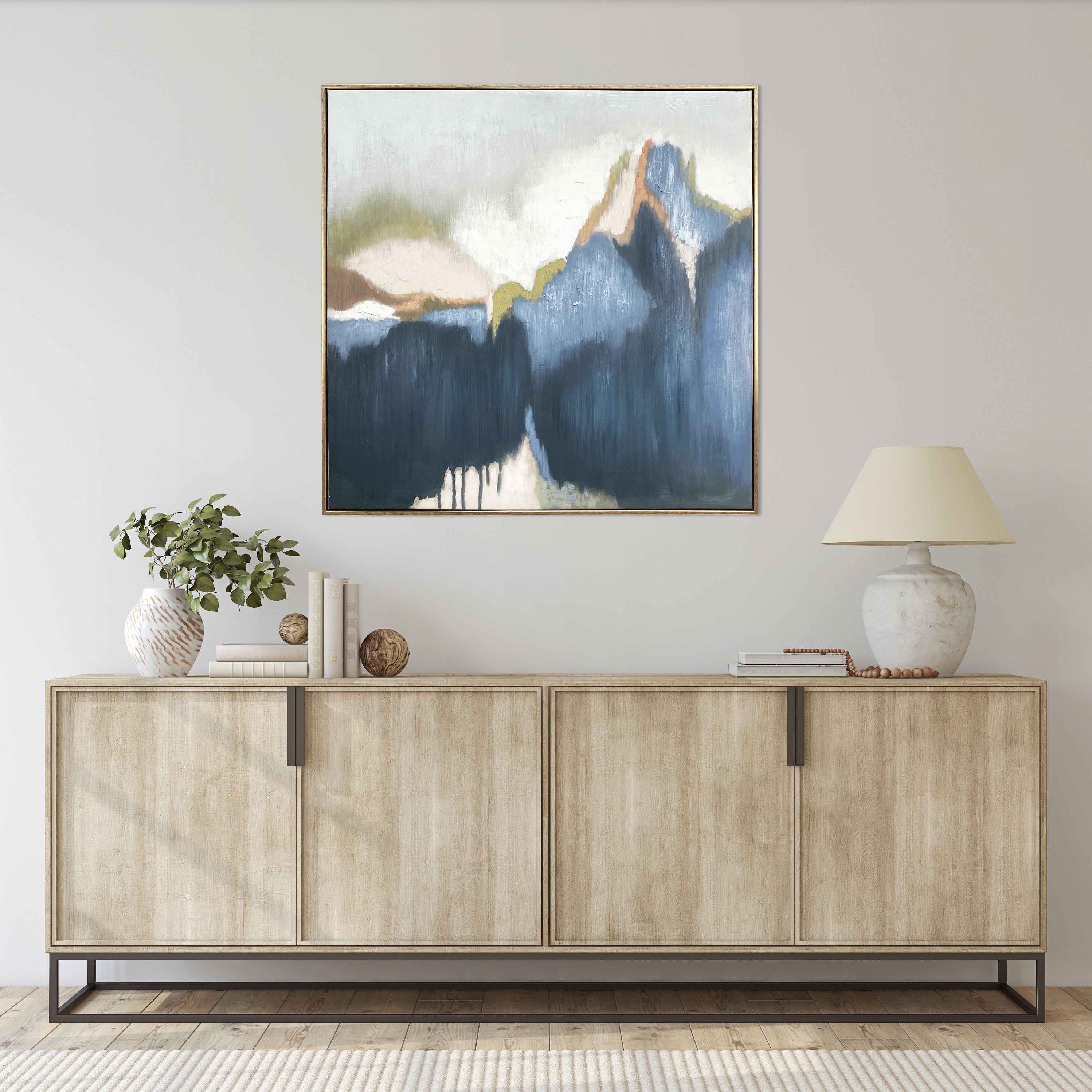 Abstract Vision Hand Painted Floating Framed Canvas Wall Art Print, 30"x30"