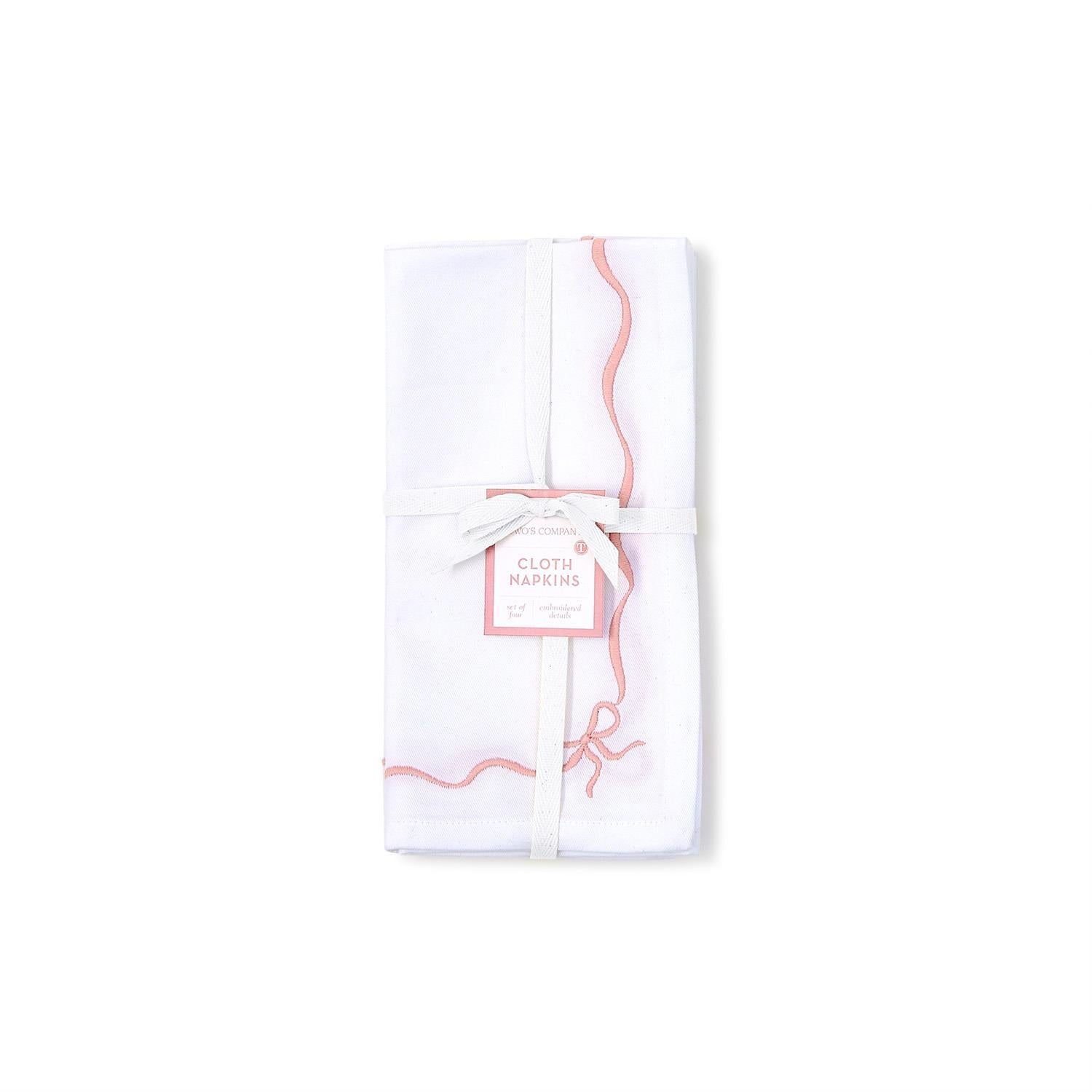 Bow-tiful Embroidered Bow Dinner Napkins, Set of 4