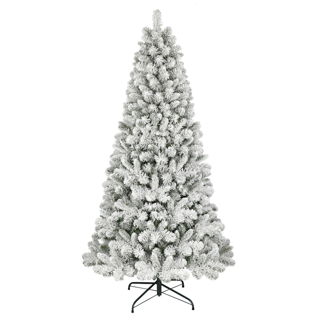 7.5 ft Flocked Virginia Pine Artificial Christmas Tree with Metal Stand
