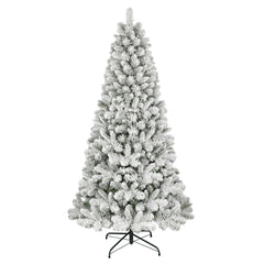 7.5 ft Flocked Virginia Pine Artificial Christmas Tree with Metal Stand