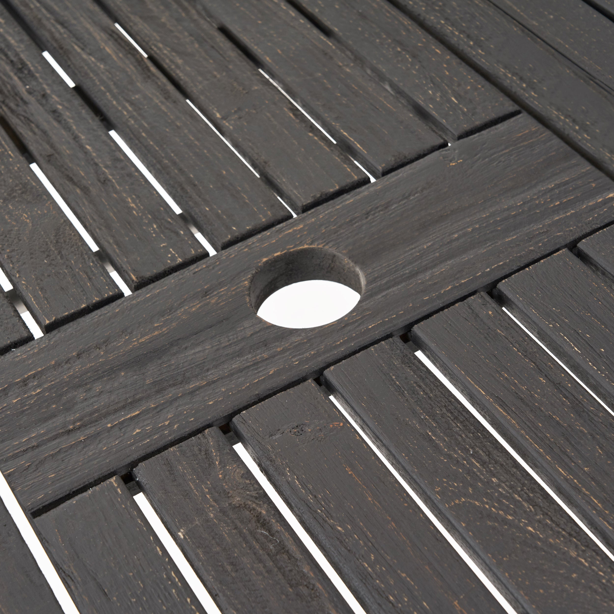 Outdoor Expandable Acacia Wood Dining Table, Dark Grey
