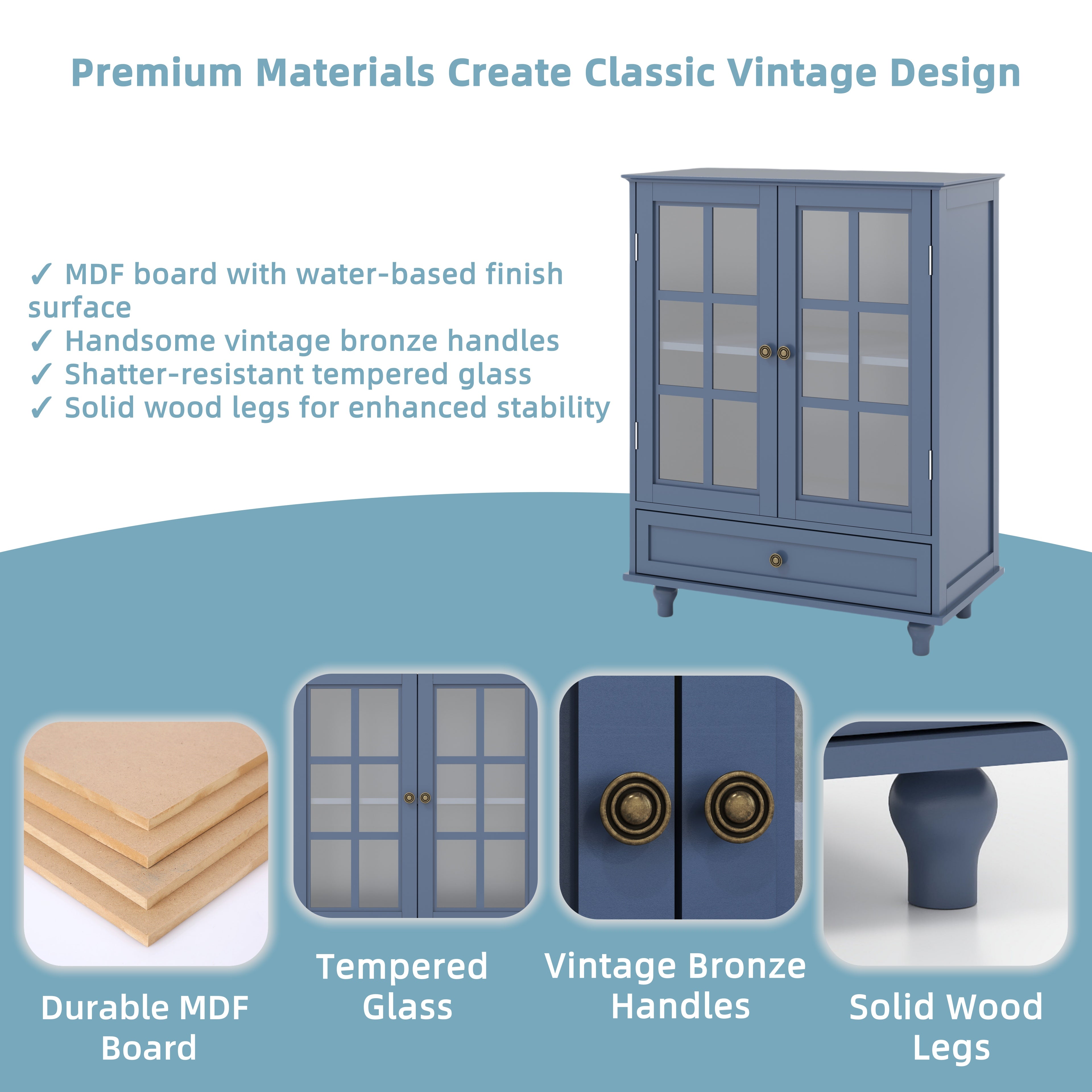 Double Glass Door Accent Cabinet