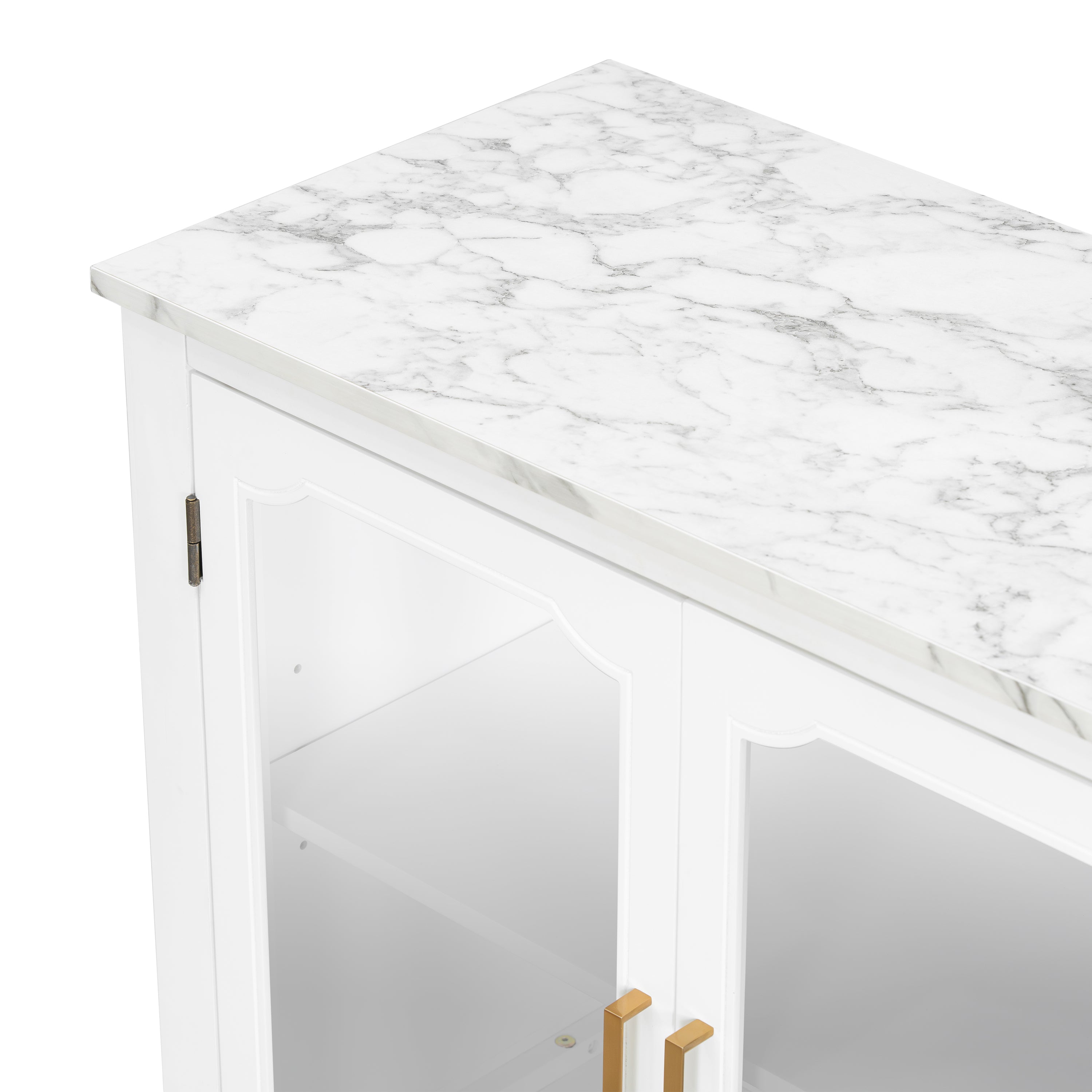 3-Door Storage Cabinet with Glass Doors
