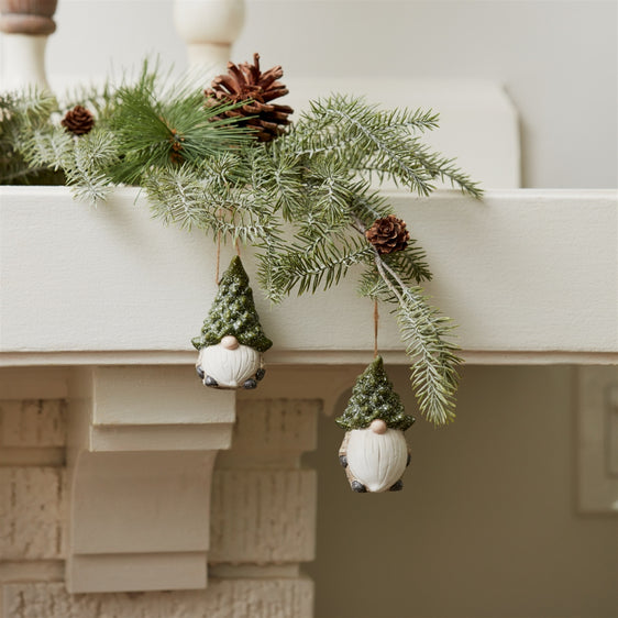 Terra-Cotta-Gnome-with-Pine-Tree-Hat-Ornament-(set-of-2)-White-Ornaments