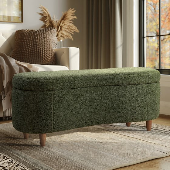 Gardenia Upholstered Flip Top Storage Bench with Solid Wood Legs