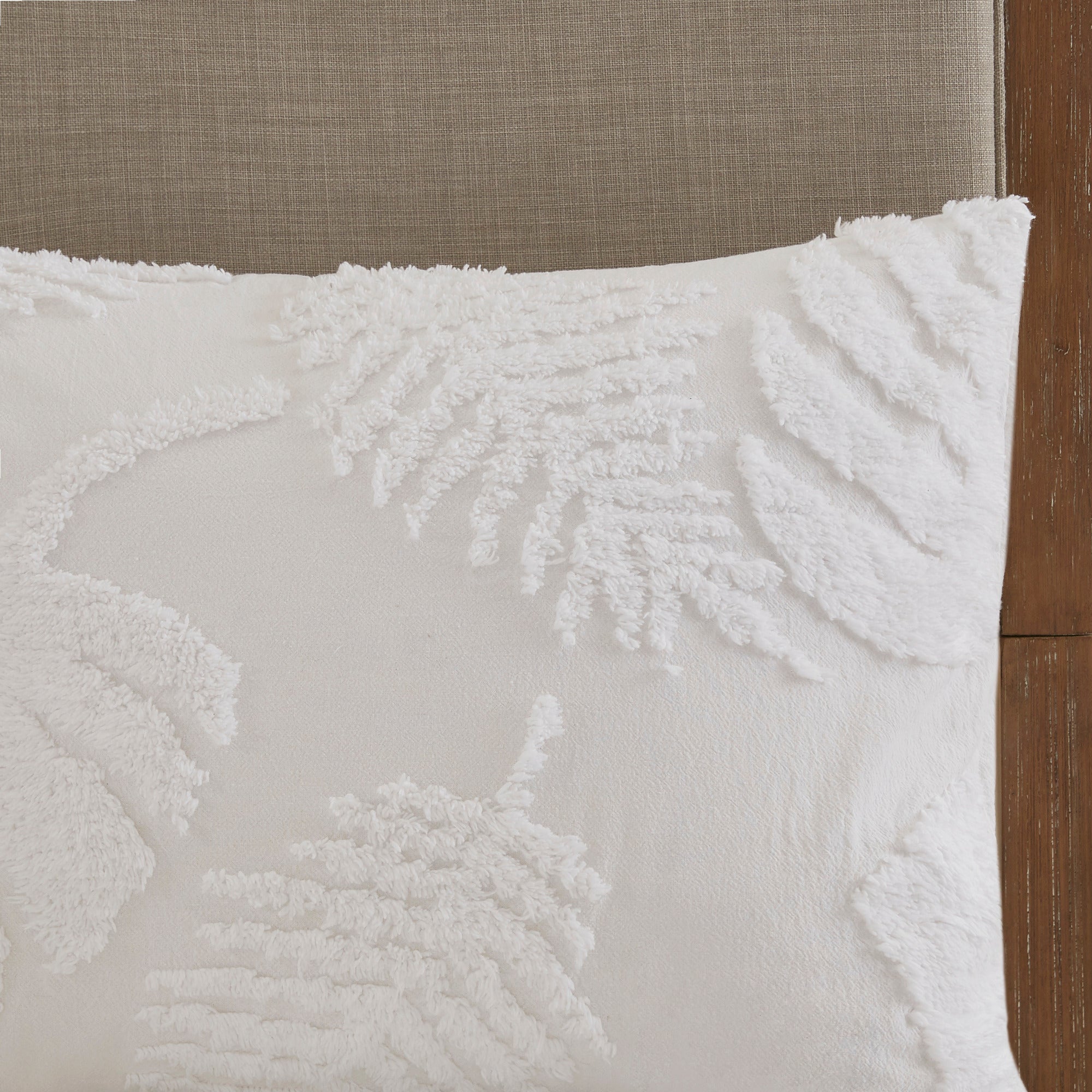 Bahari 3-Piece Tufted Cotton Chenille Palm Duvet Cover Set