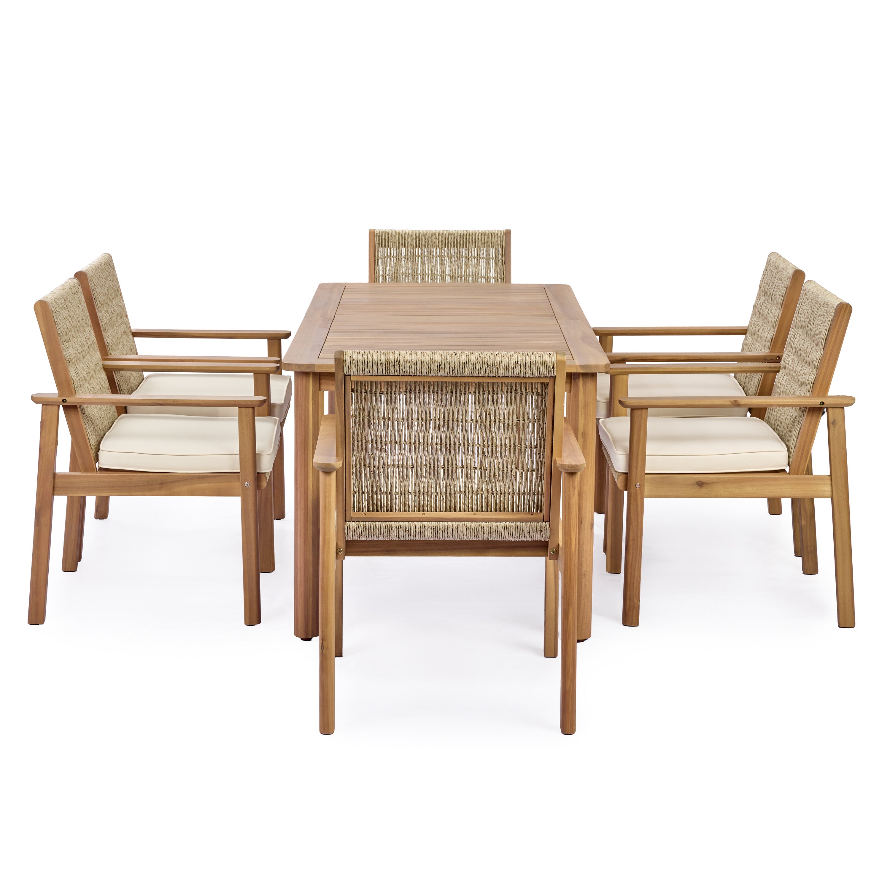Miles 7 Piece Outdoor Acacia Wood Dining Set With Cushions