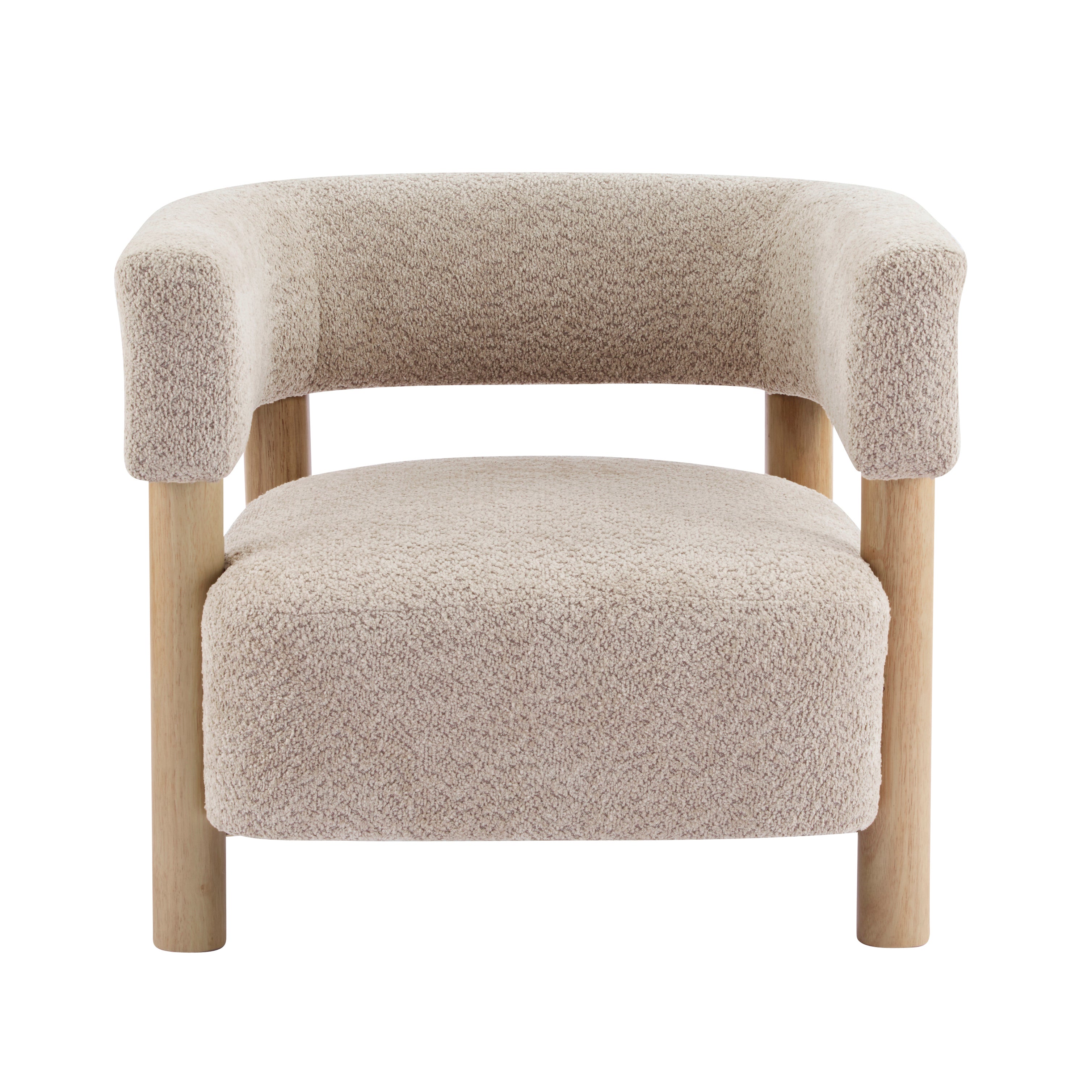 Boucle Upholstered Accent Arm Chair with Modern Wooden Frame