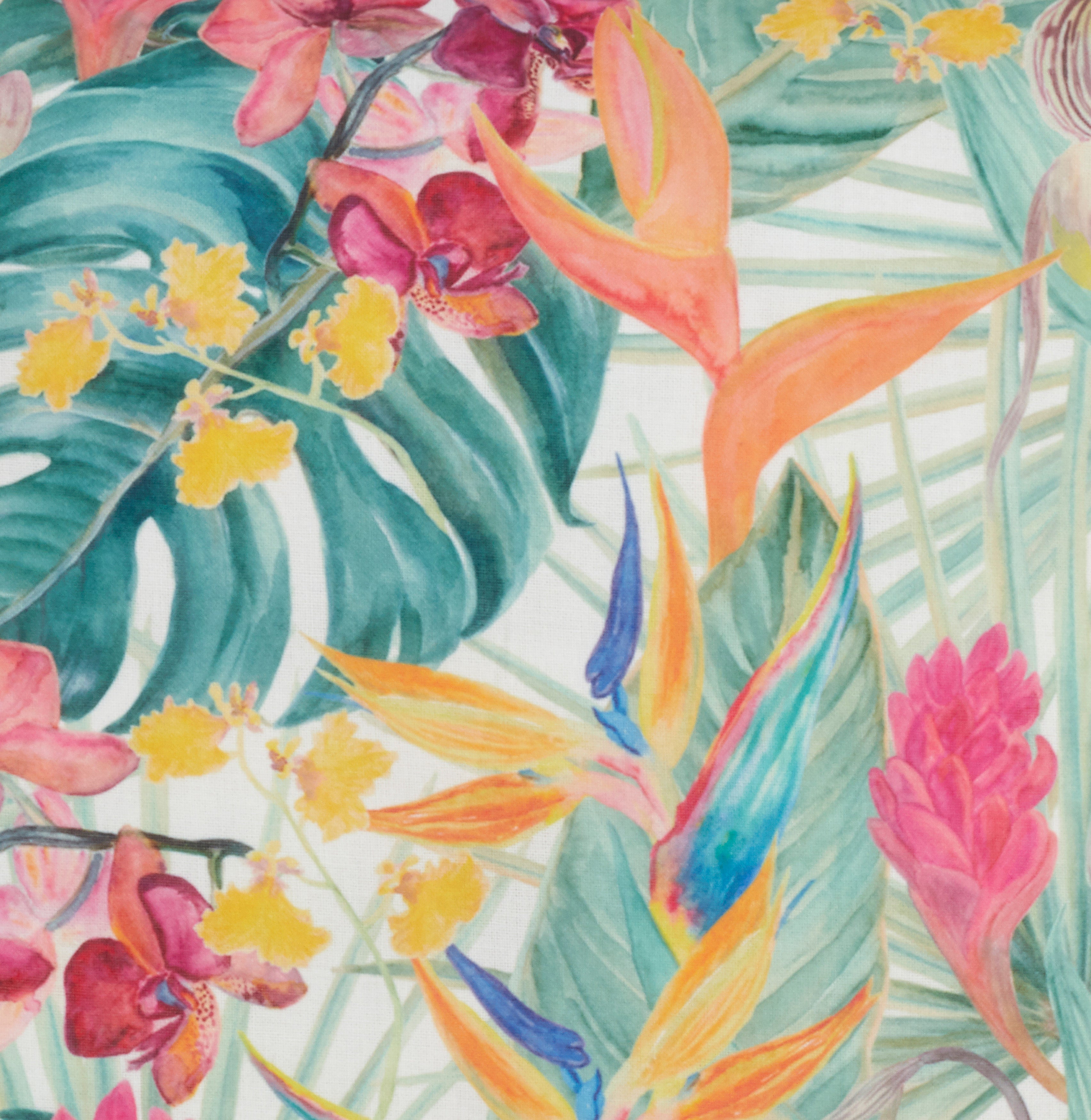 Tropical Floral Print Throw Pillow