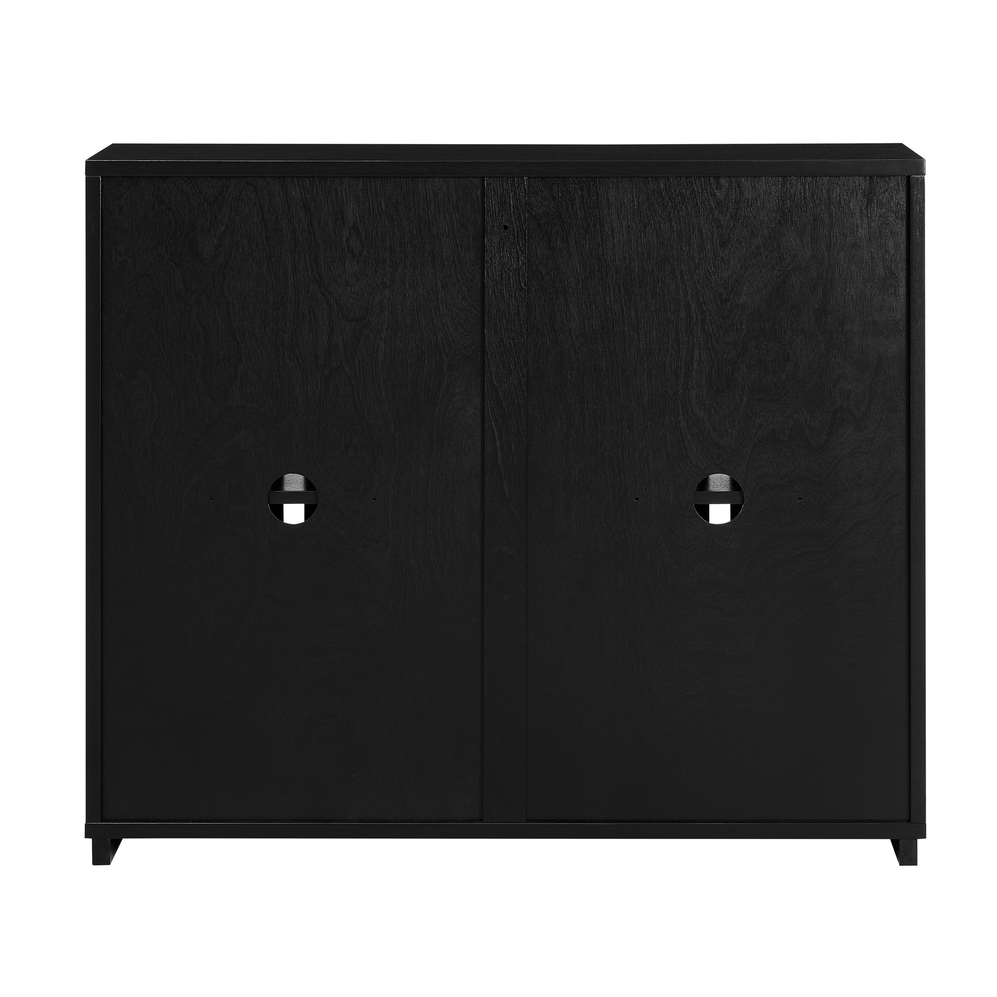 Mid-Century Modern Fluted Narrow Storage Cabinet with 2 Outlet Holes
