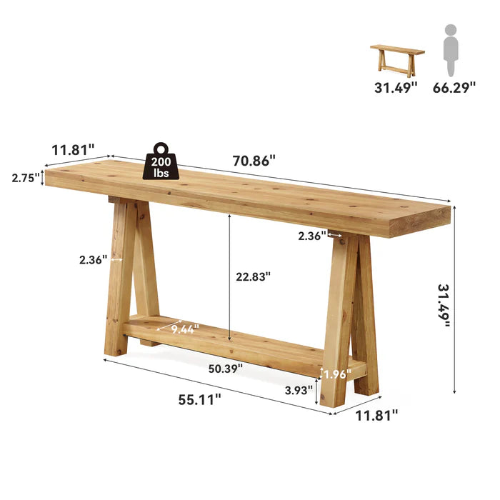 Trestle Style Wood Console Table